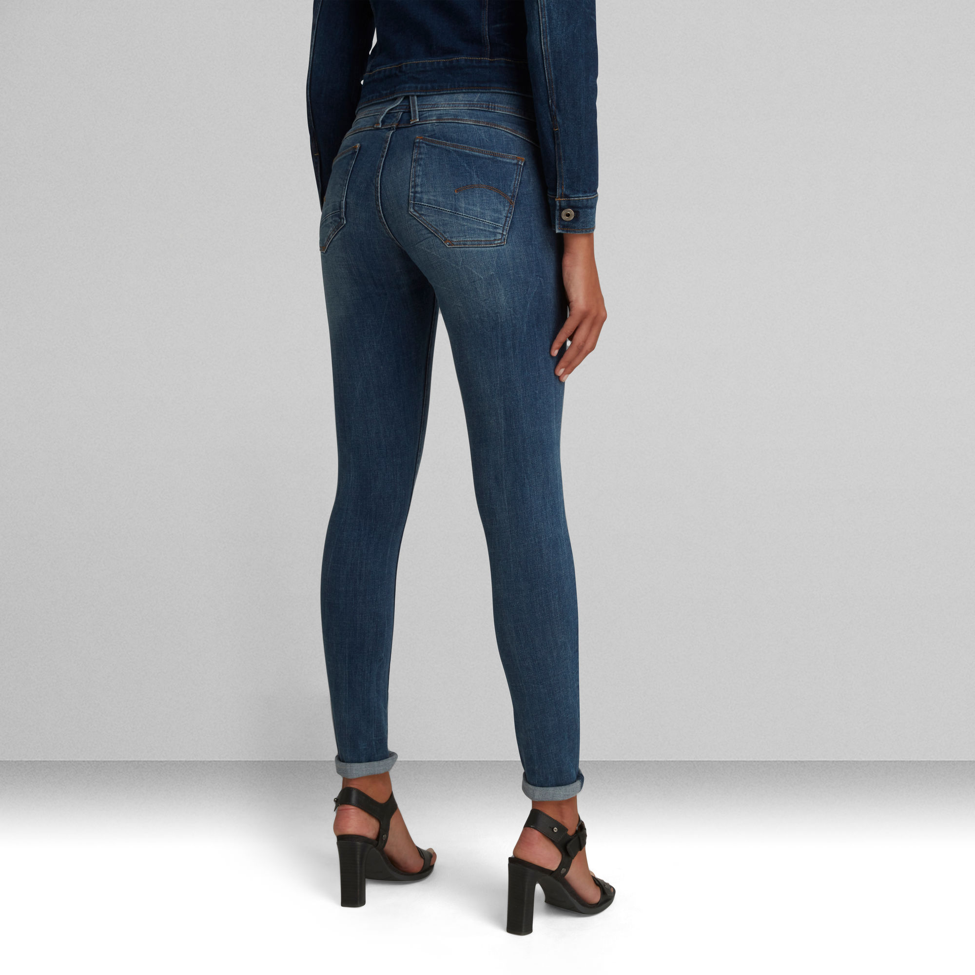 Lynn D Mid Waist Super Skinny Jeans Midden Blauw G Star Raw