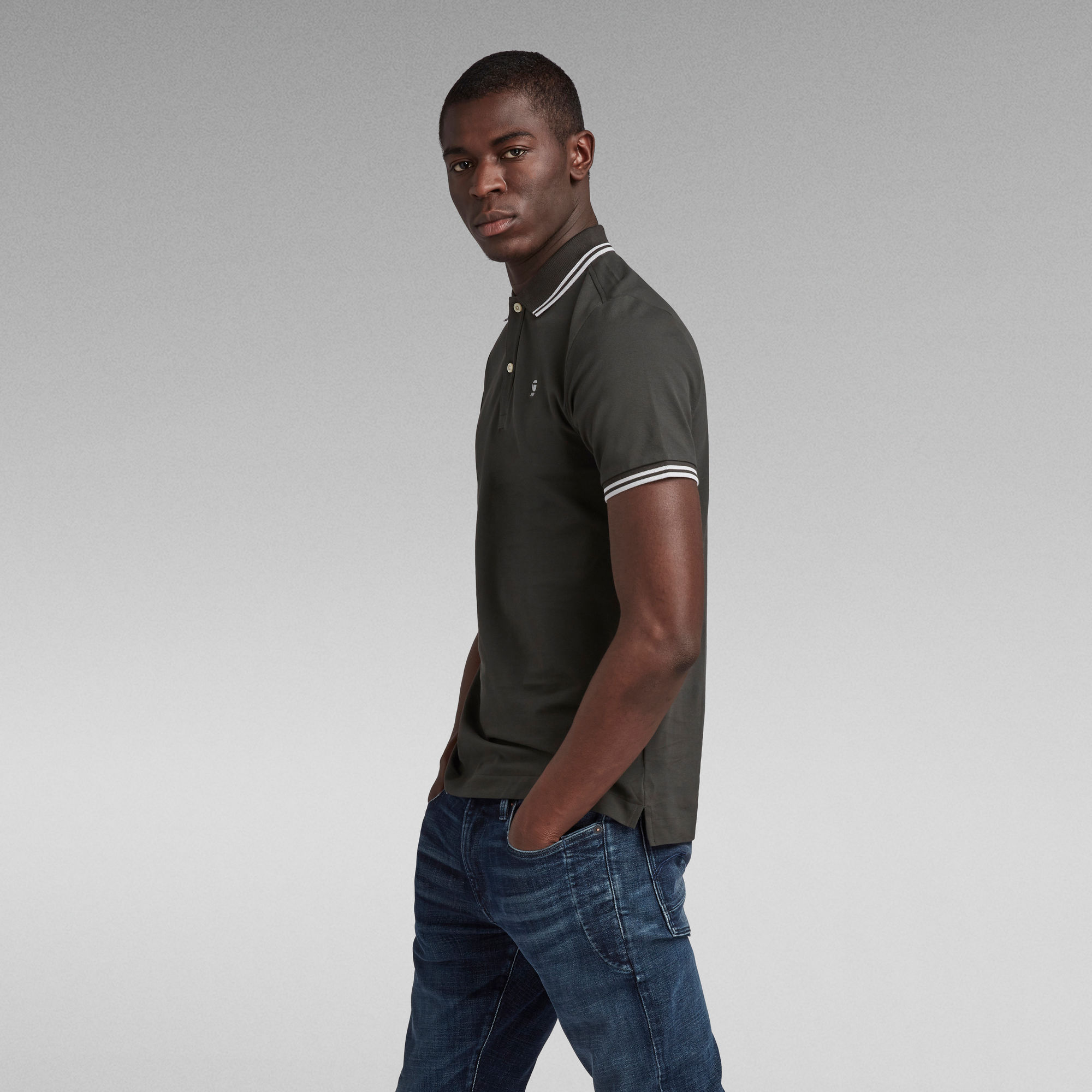 Dunda Slim Stripe Polo | Men | Grey | G-Star RAW®