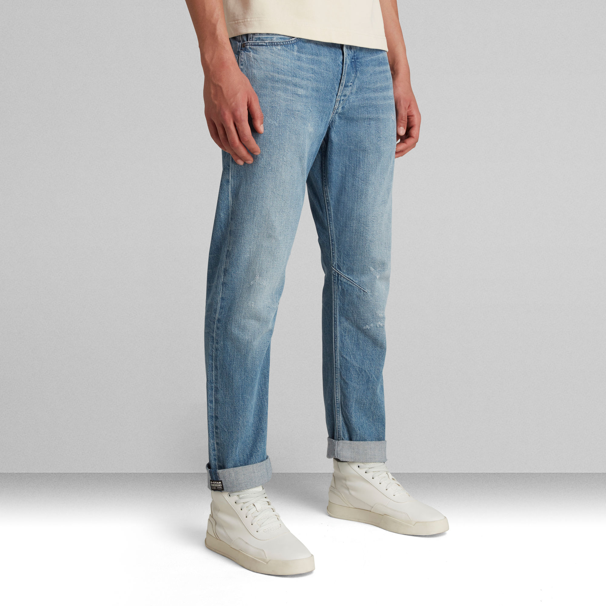 light blue tapered jeans