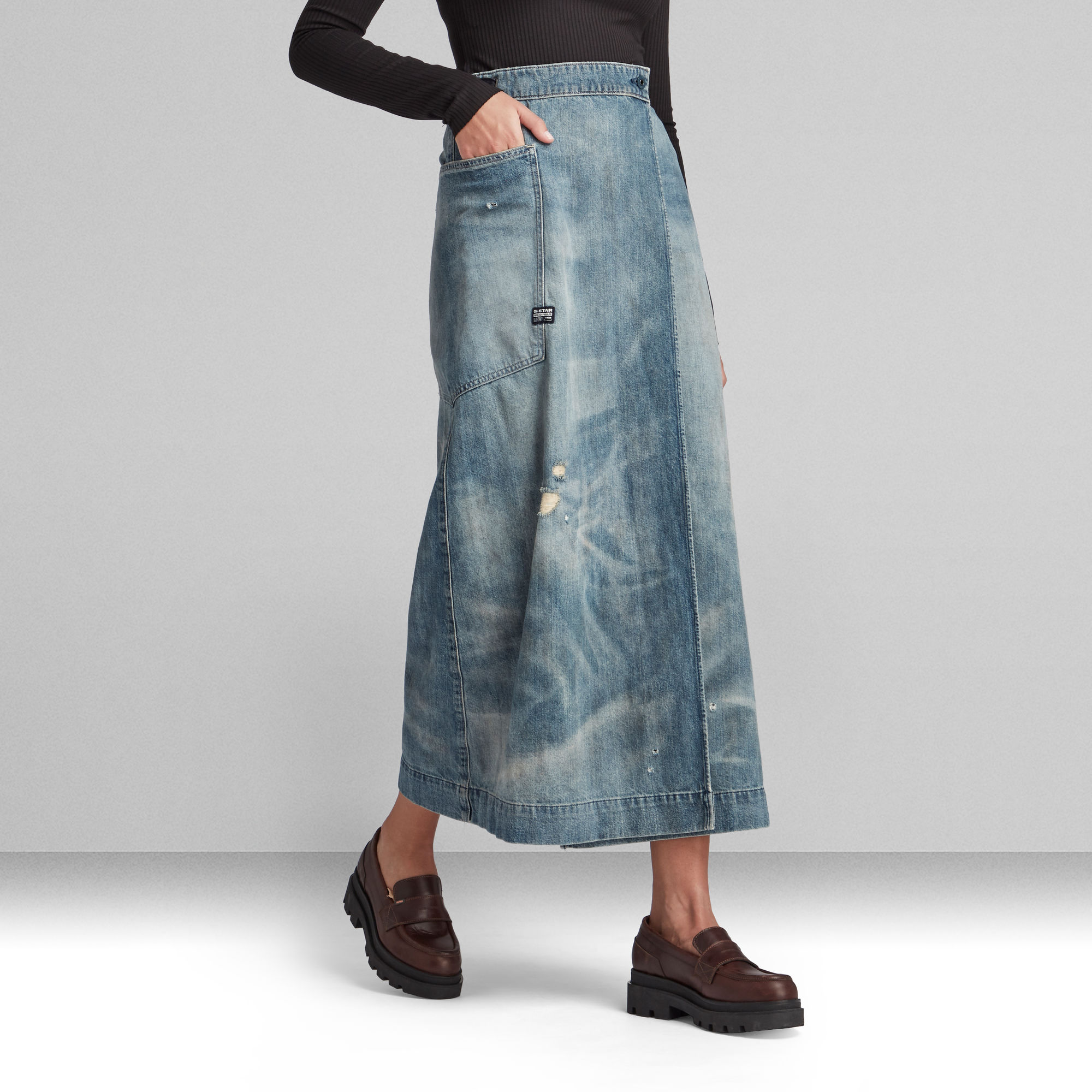 A-Line Maxi Wrap Skirt | Medium blue | G-Star RAW®