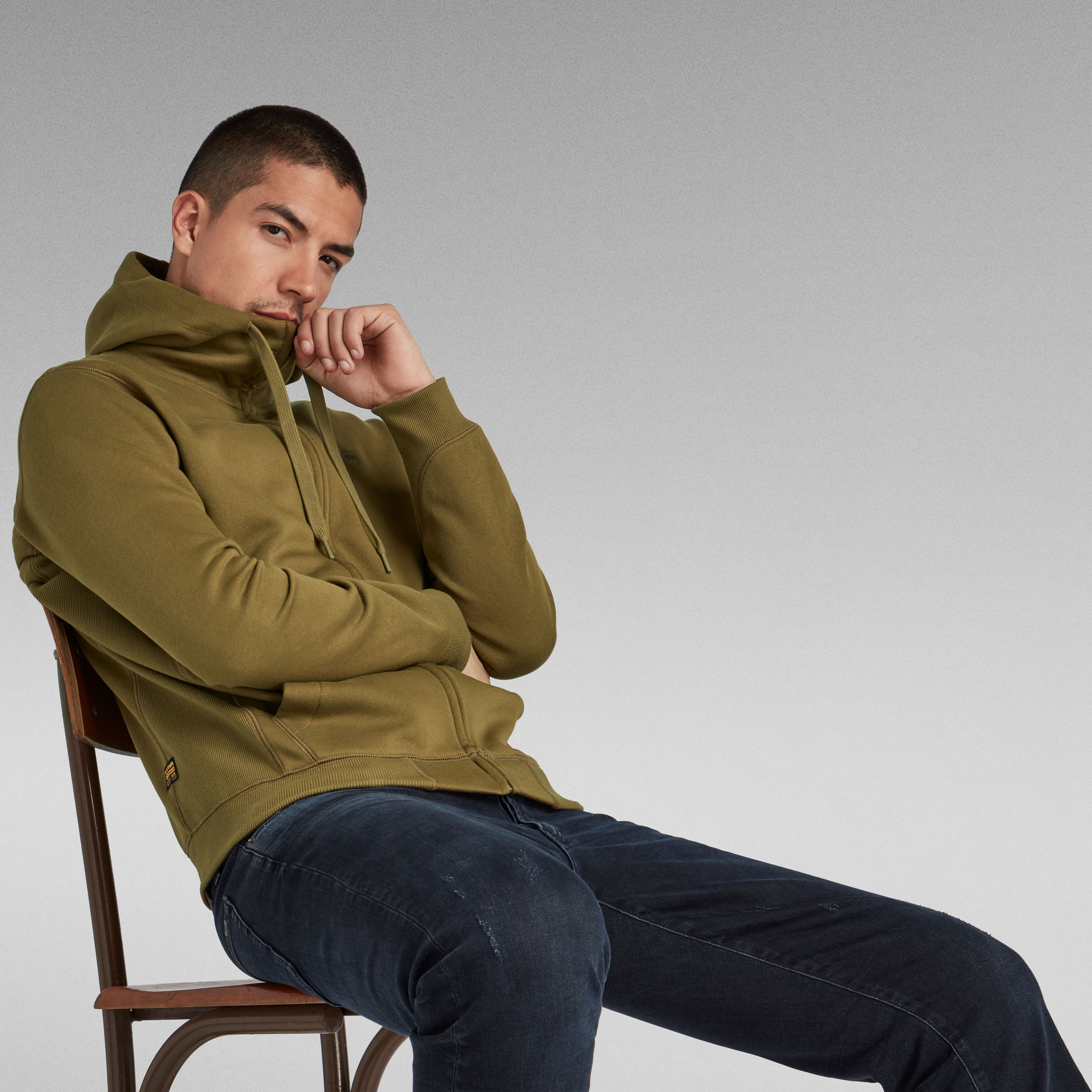 Adidas Uomo Felpa Con Cappuccio G-STAR Premium Core Uomo, Tasca