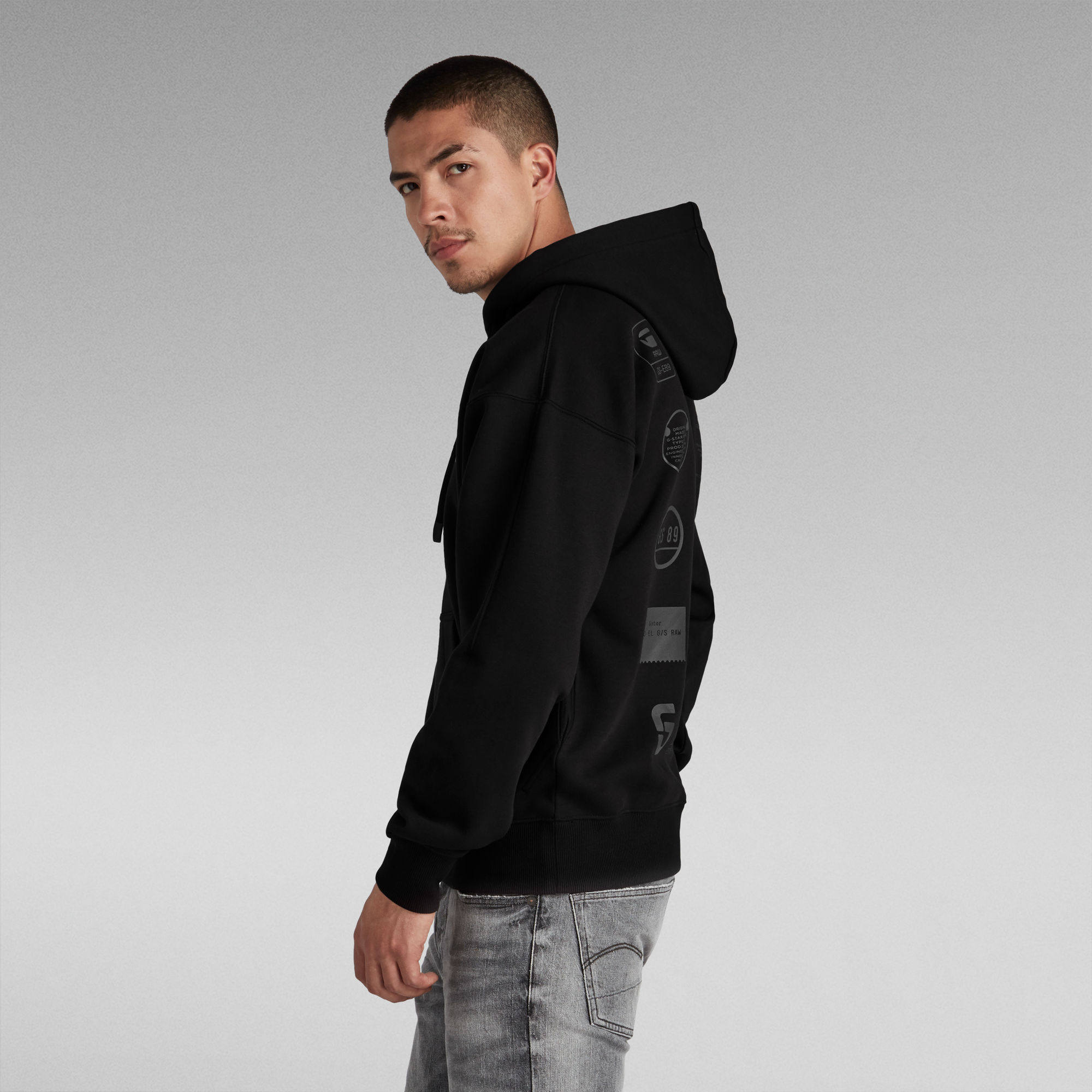 Hoodie Multi Logo Back | Black | G-Star RAW®