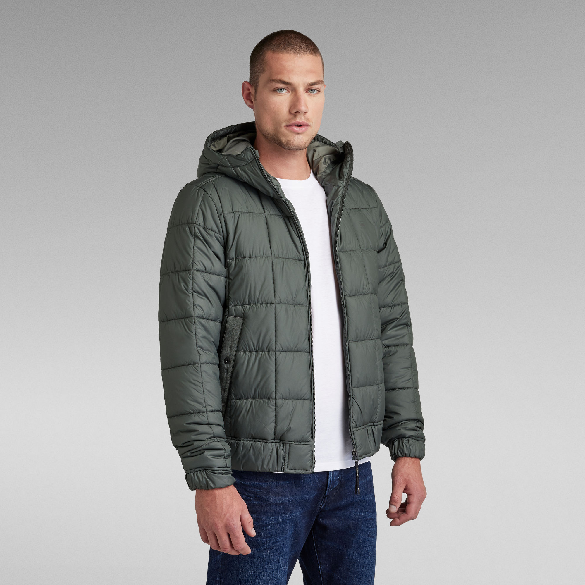 Meefic Square Quilted Hooded Jacket | Grey | G-Star RAW®