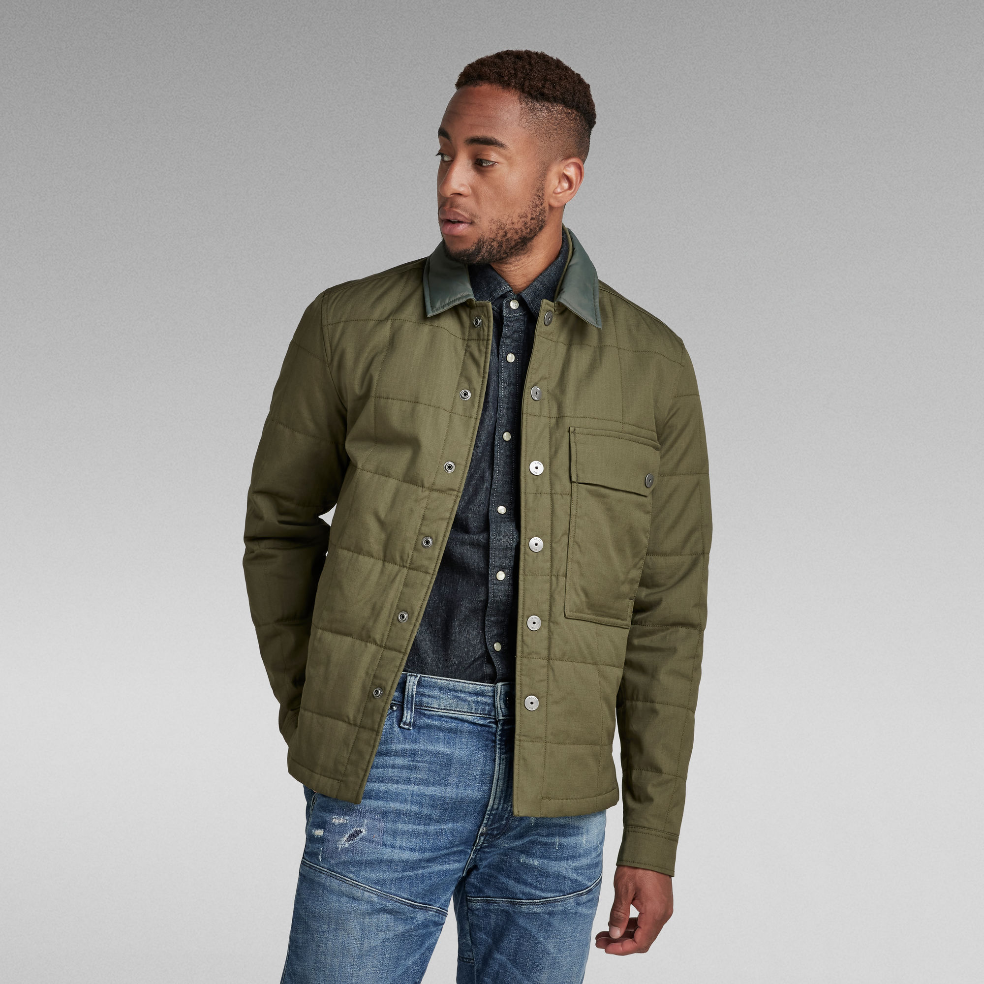 Postino Quilted Overshirt | Green | G-Star RAW®