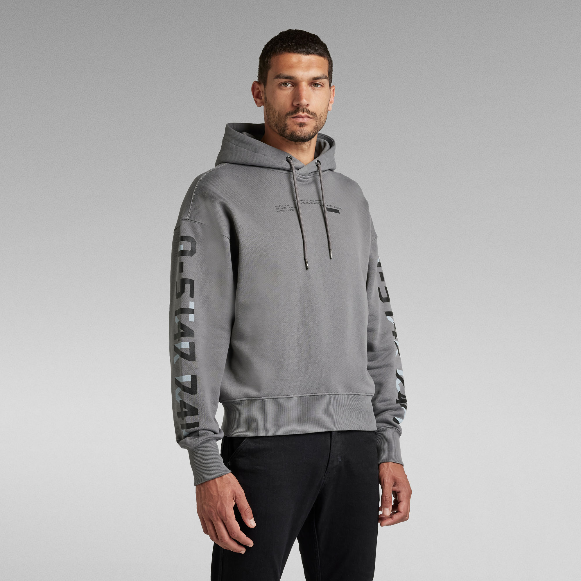 Sleeve Graphics Loose Hooded Sweater | Grey | G-Star RAW®