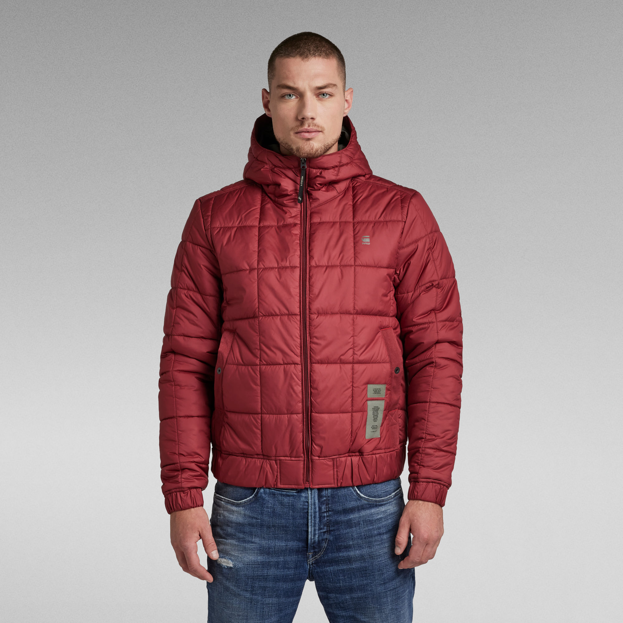 Meefic Square Quilted Hooded Jacket | Red | G-Star RAW®