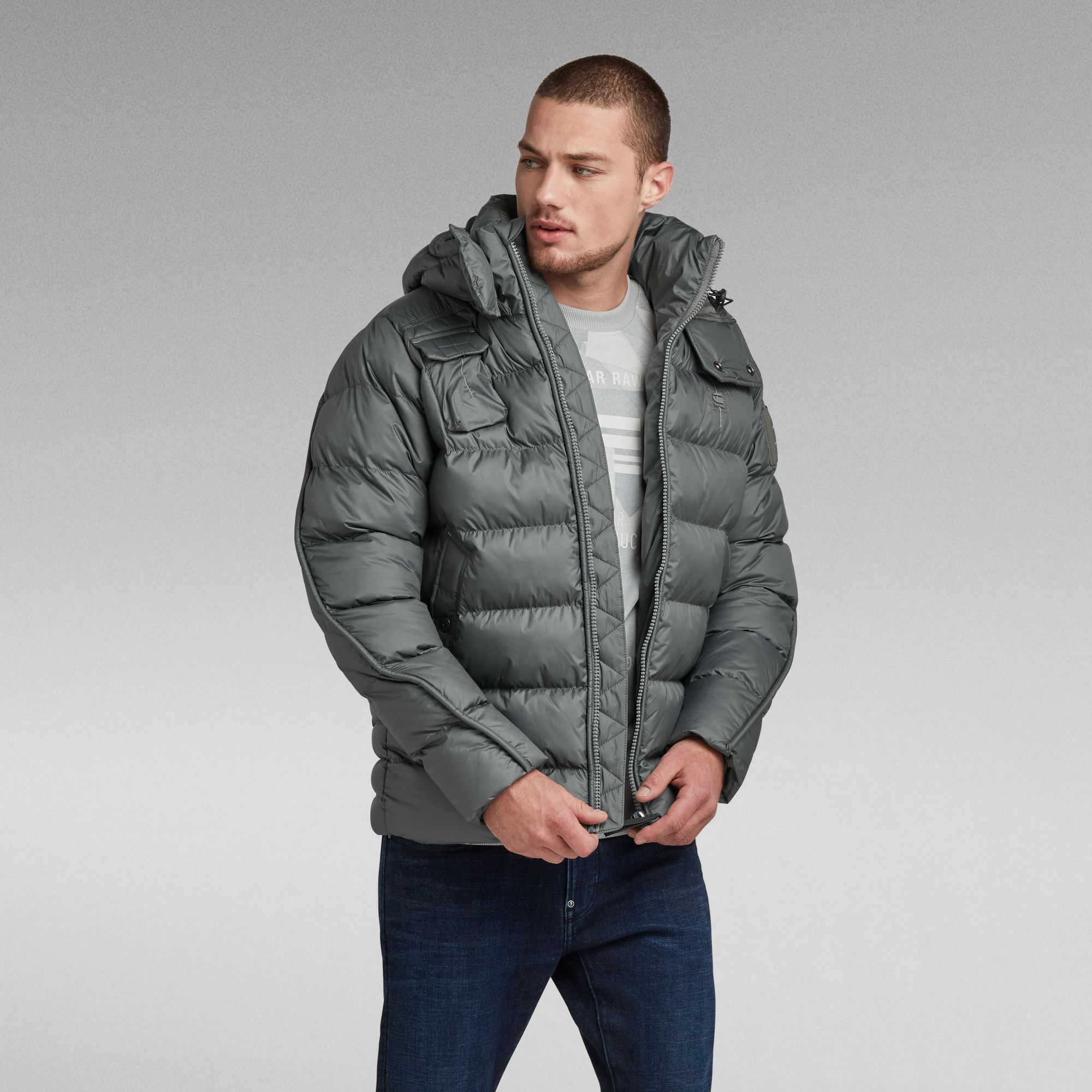 G - Whistler Padded Hooded Jacket | Men | Grey | G-Star RAW®