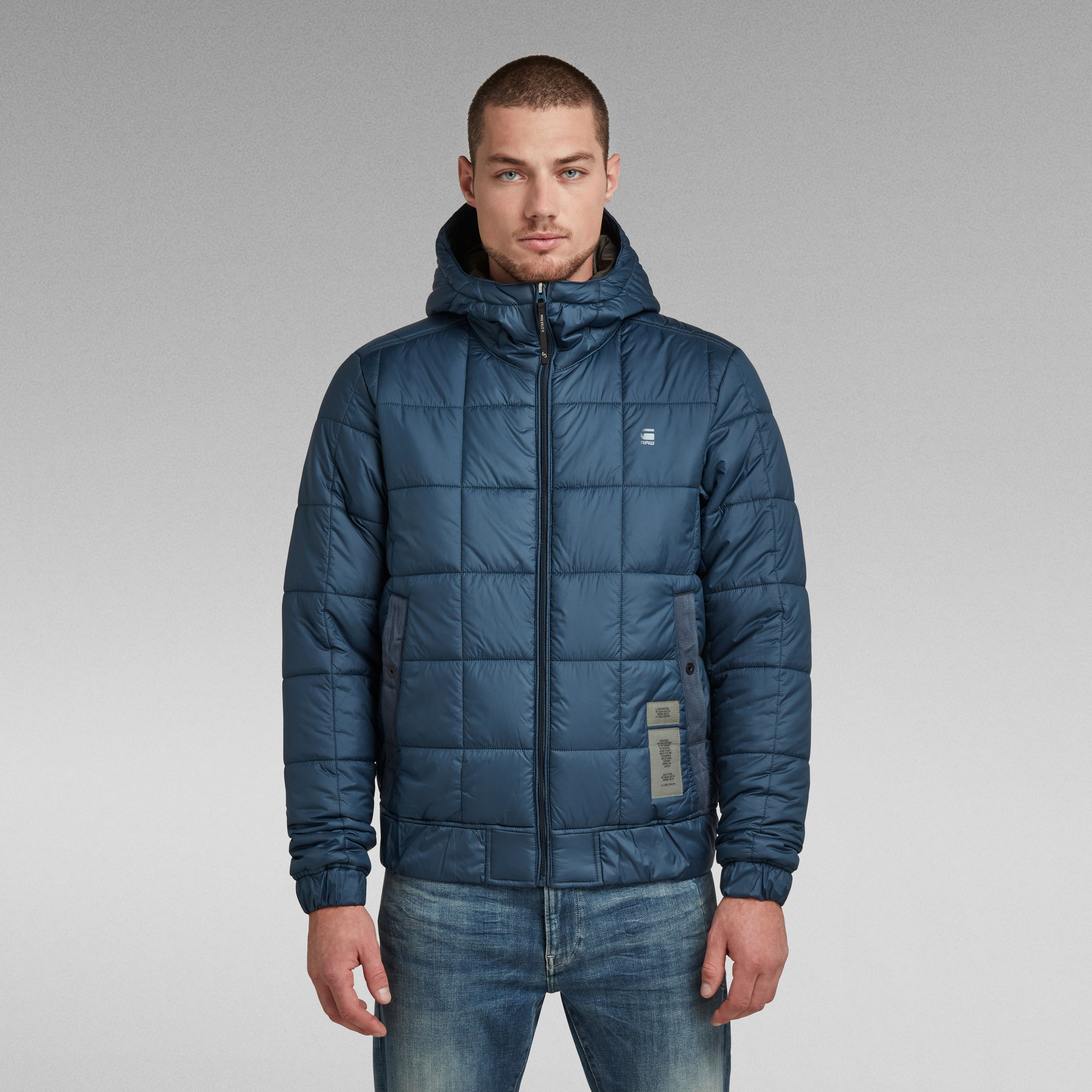 Meefic Square Quilted Hooded Jacket | Dark blue | G-Star RAW®