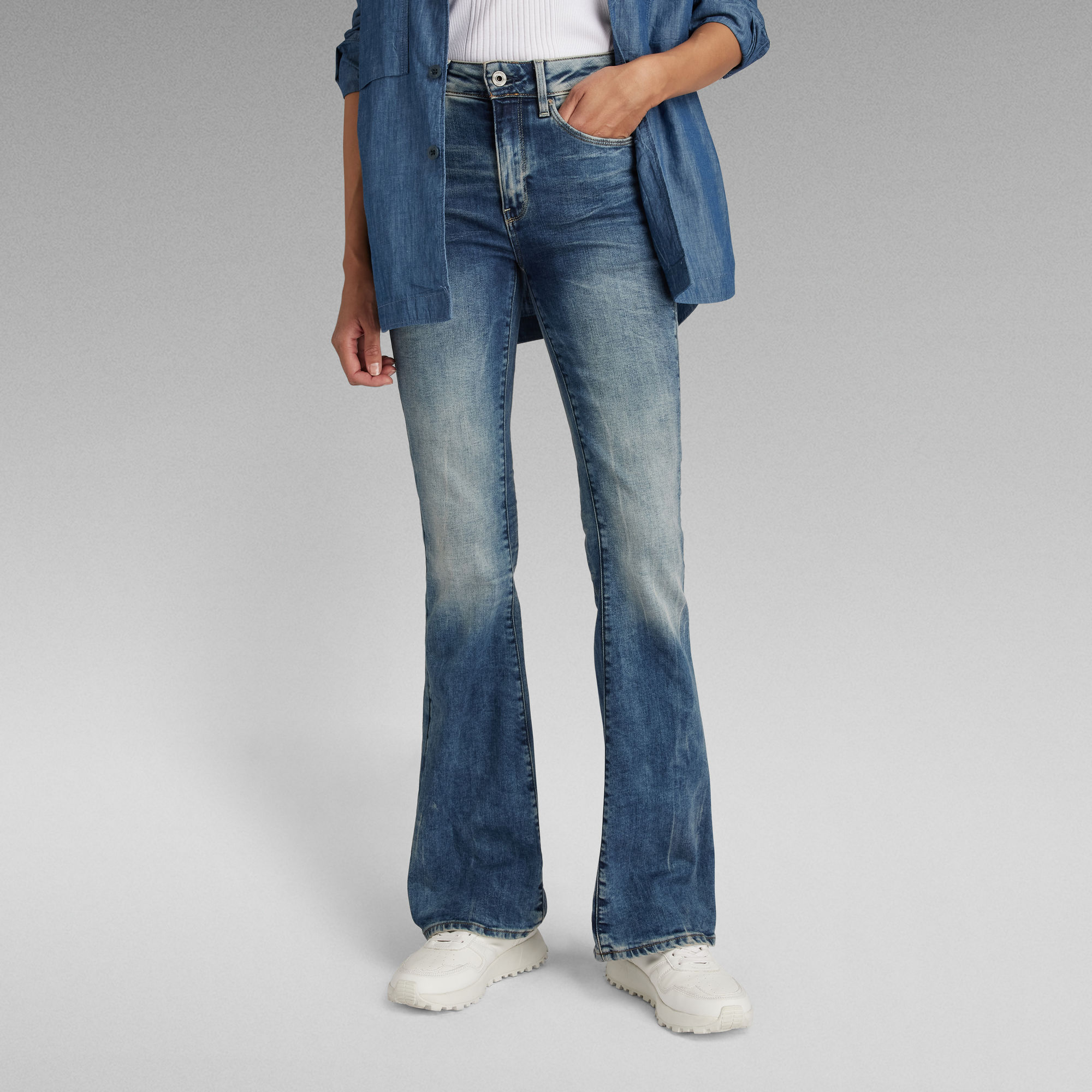 3301 High Flare Jeans | Medium blue | G-Star RAW®
