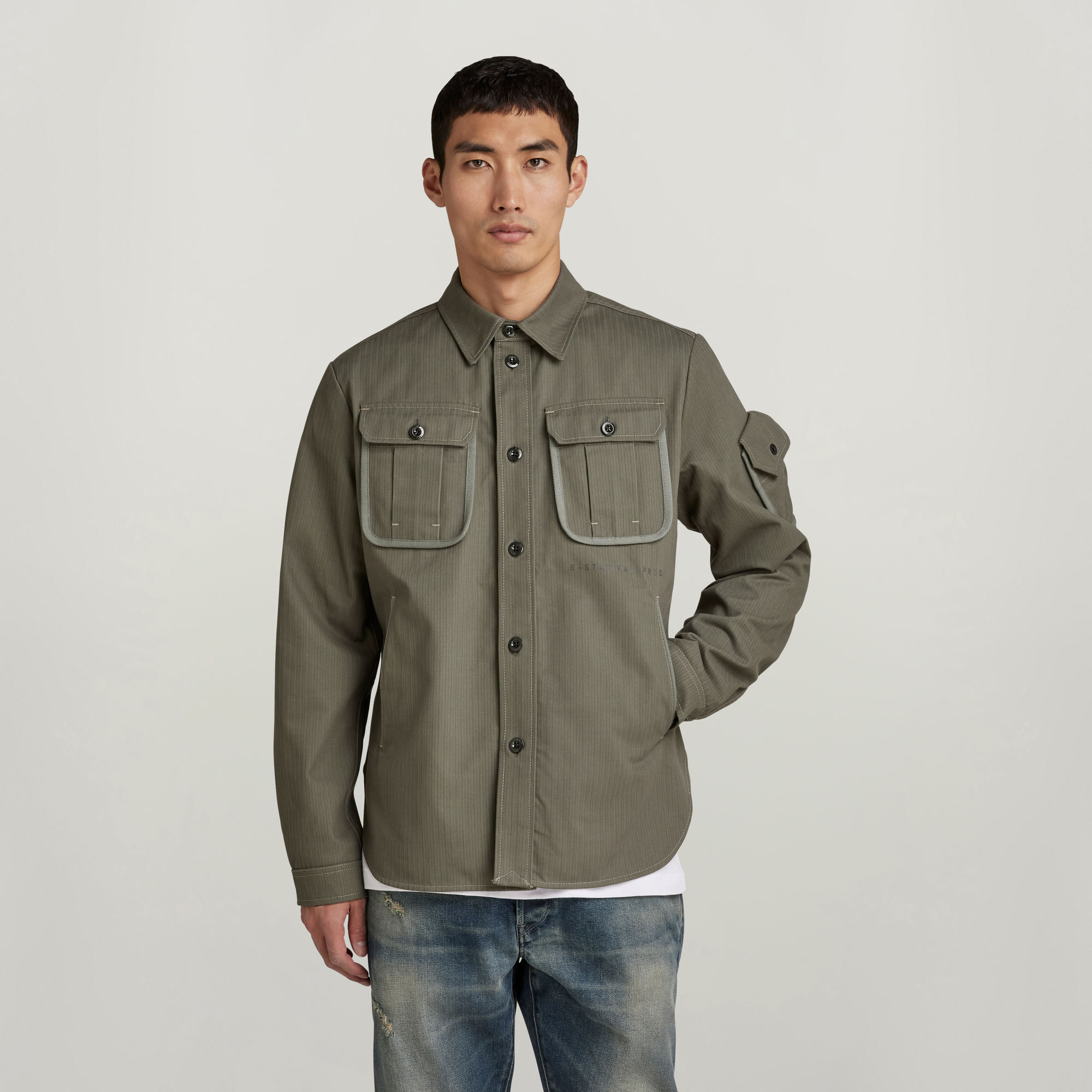 stand collar overshirt