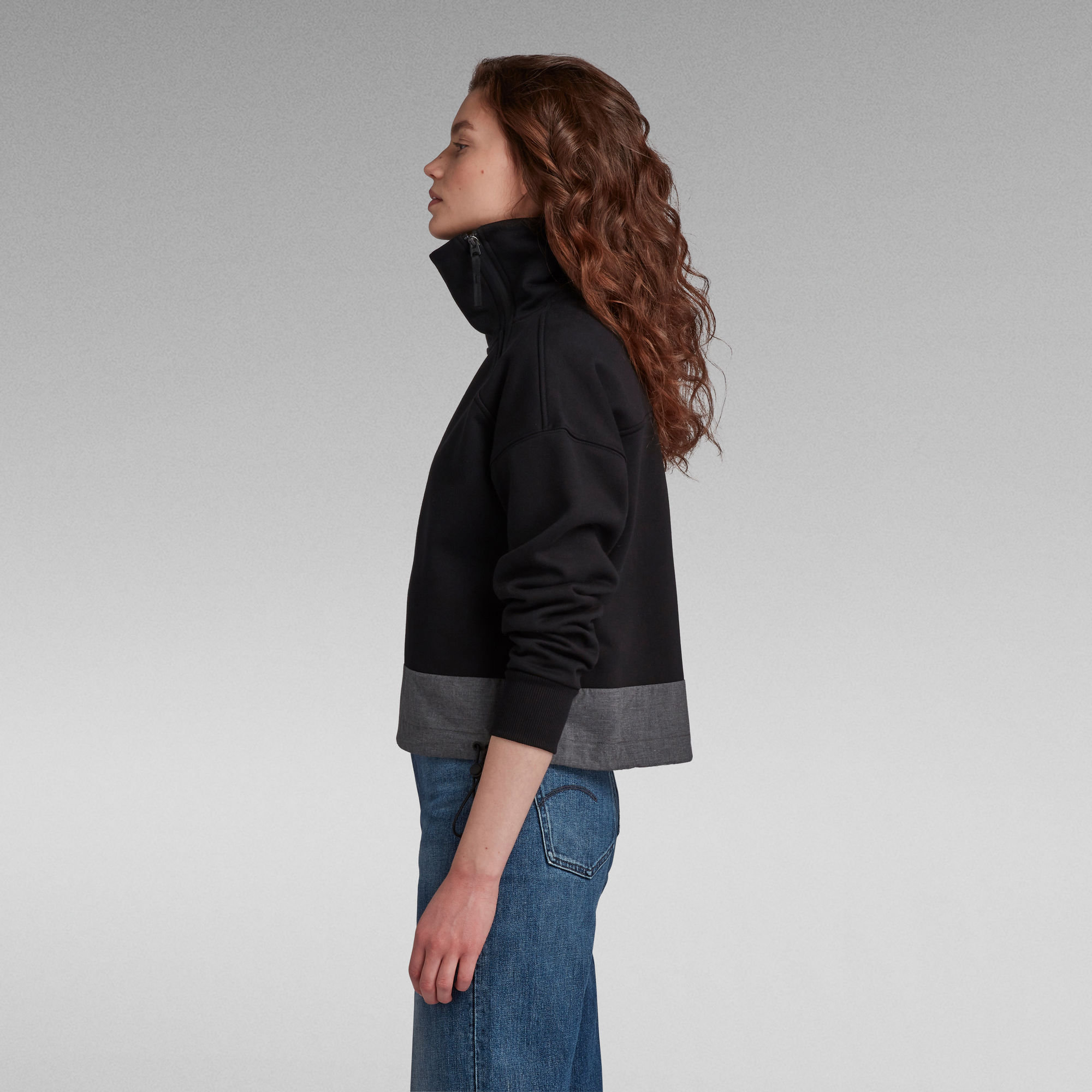 High Collar Zip Loose Sweater Black GStar RAW®