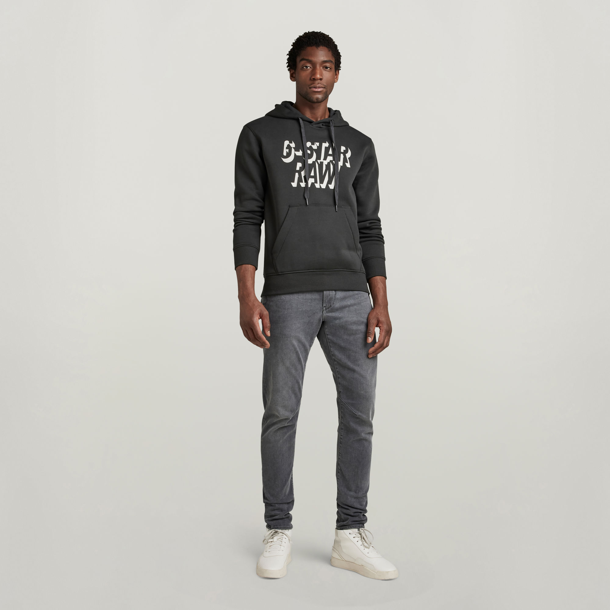 Retro Shadow Graphic Hooded Sweater | Grey | G-Star RAW®
