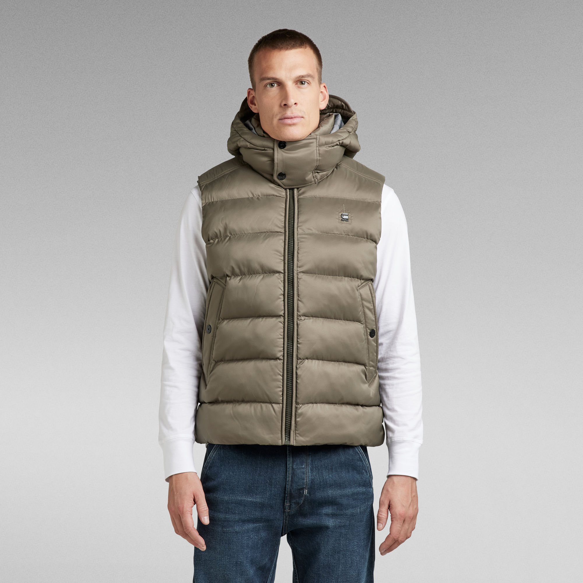 G-Whistler Padded Hooded Vest | Brown | G-Star RAW®