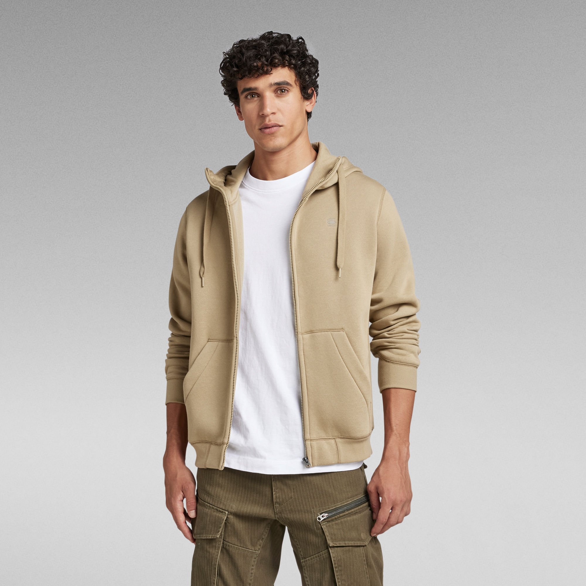 Premium Core Hooded Zip Sweater | Beige | G-Star RAW®