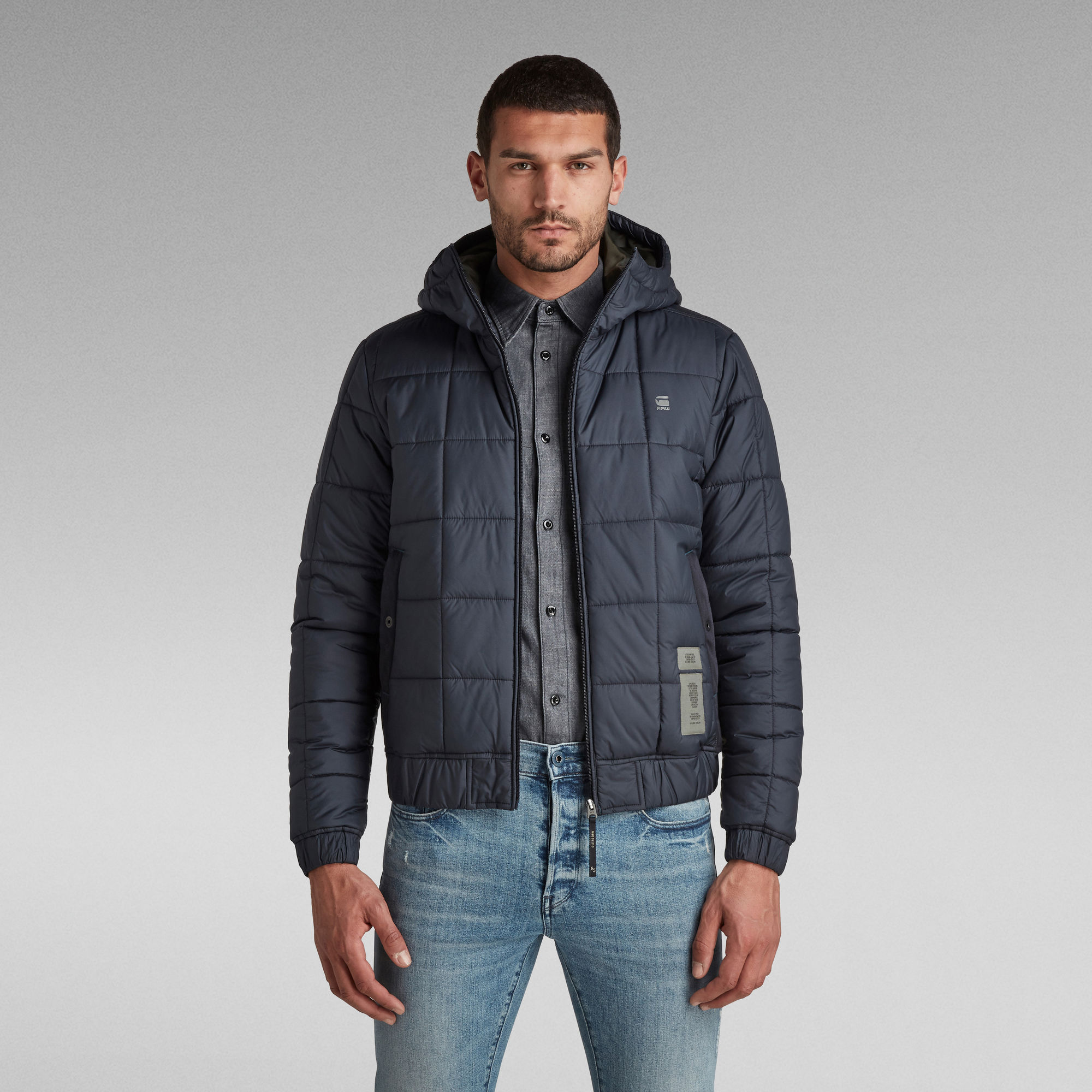 Meefic Square Quilted Hooded Jacket | Dark blue | G-Star RAW®
