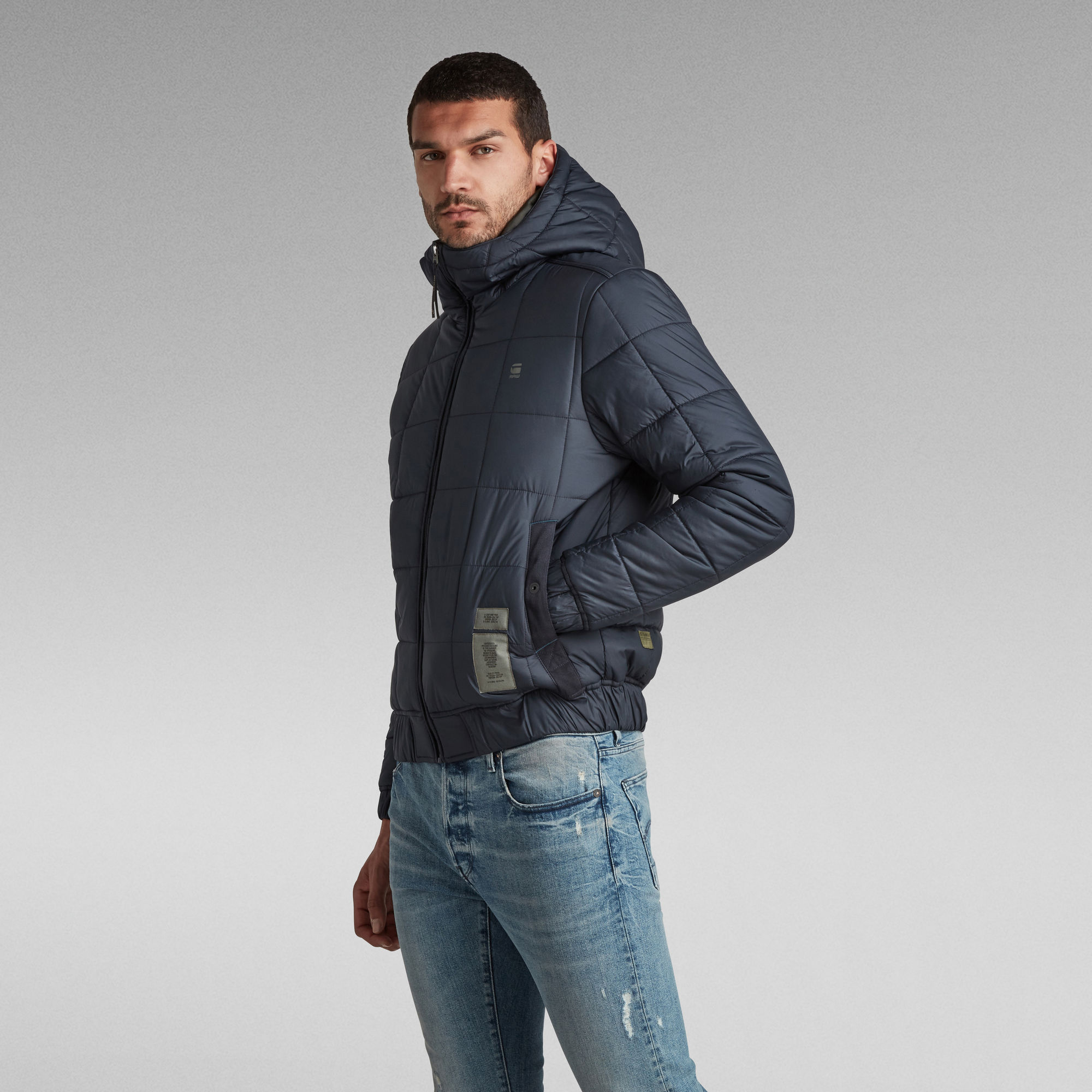 Meefic Square Quilted Hooded Jacket | Dark blue | G-Star RAW®