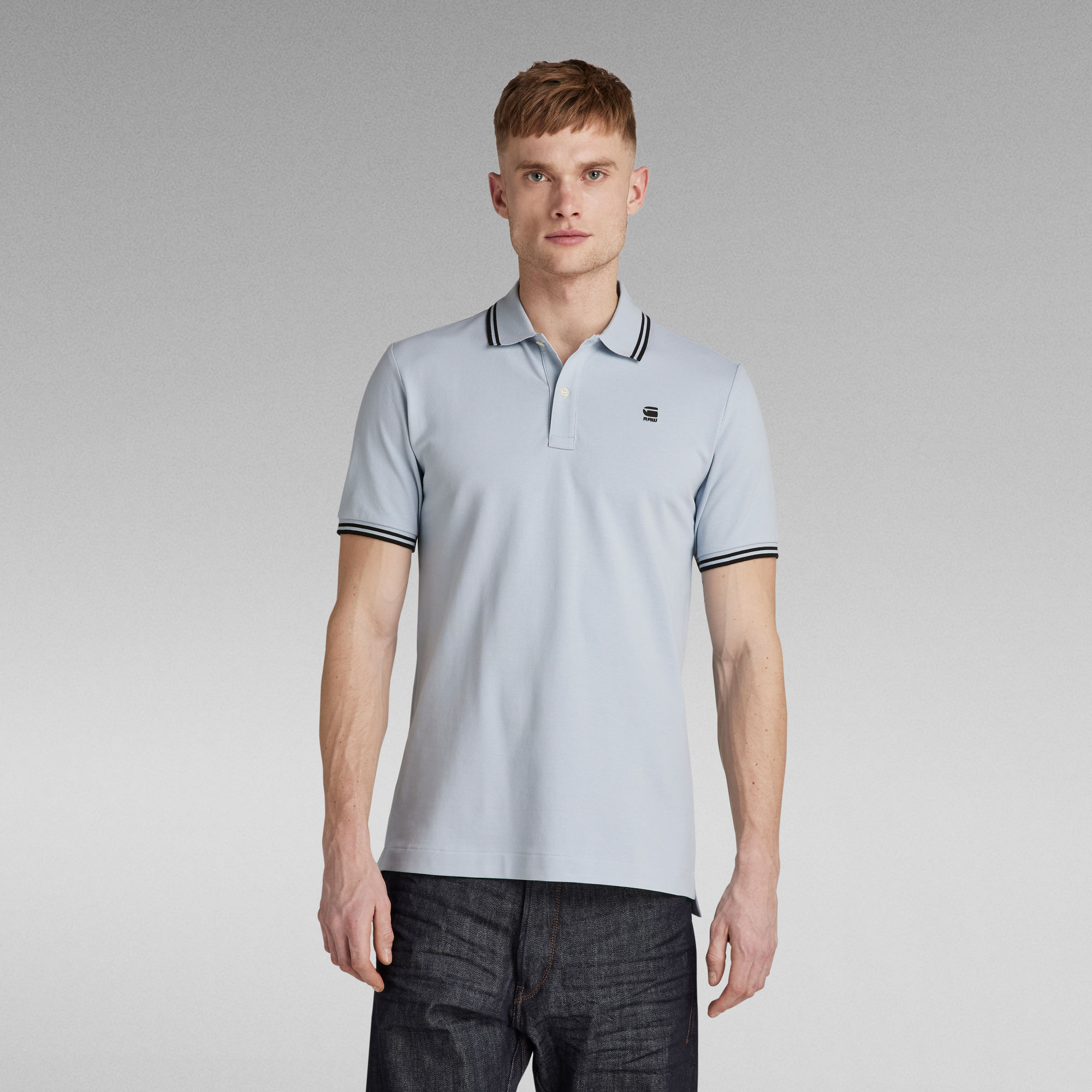 Dunda Slim Stripe Polo | Light blue | G-Star RAW®