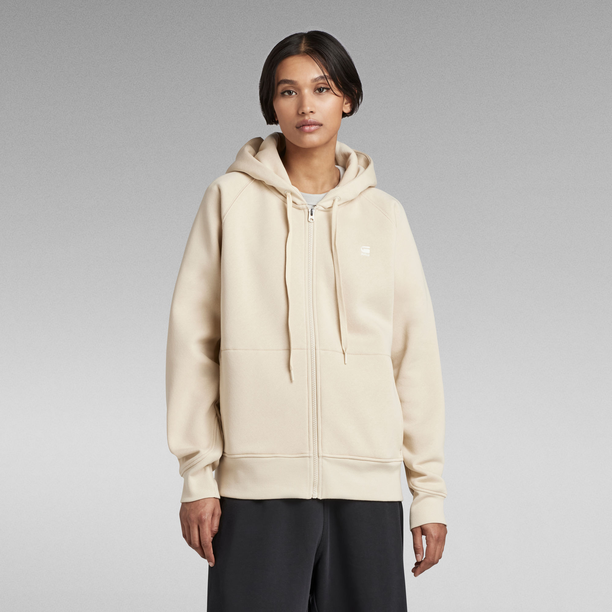 Premium Core 2.0 Hooded Zip Through Sweater | Beige | G-Star RAW®