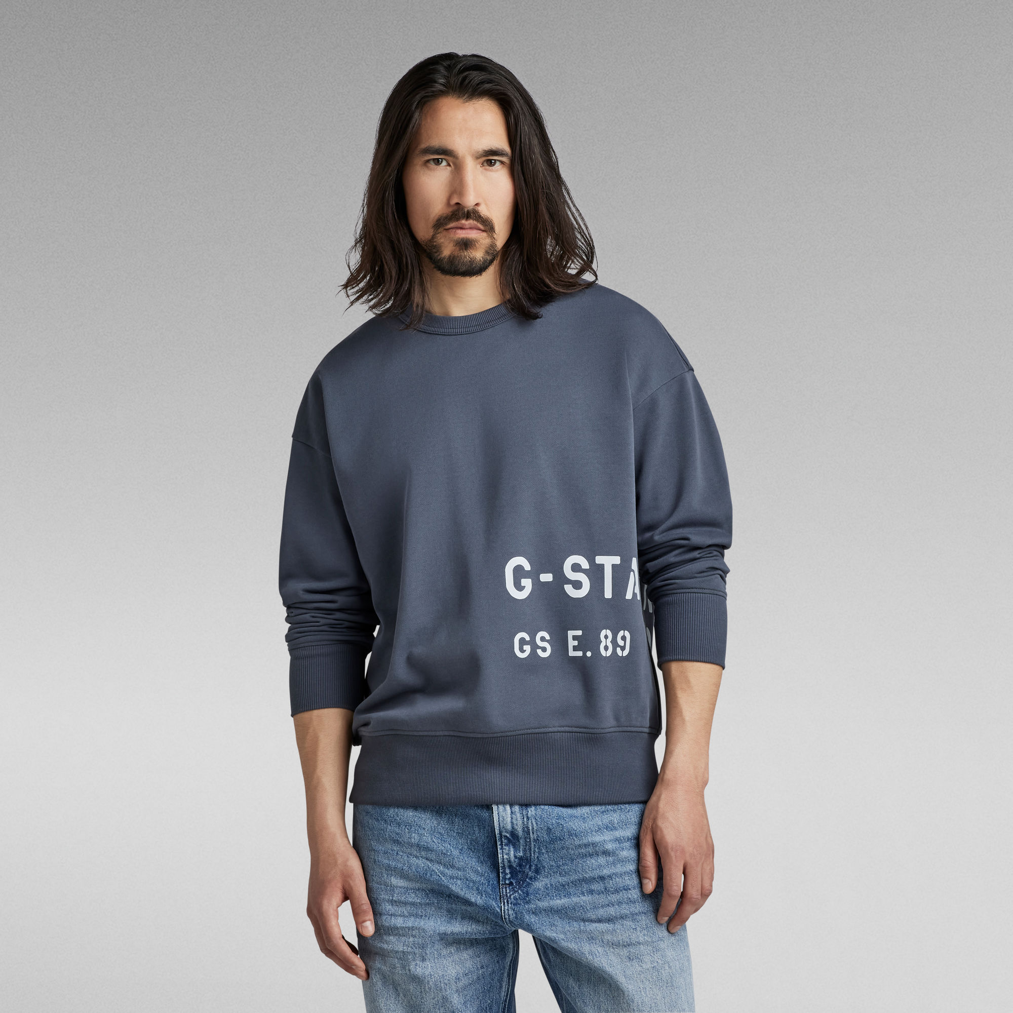 Multi Graphic Oversized Sweater Medium blue GStar RAW®