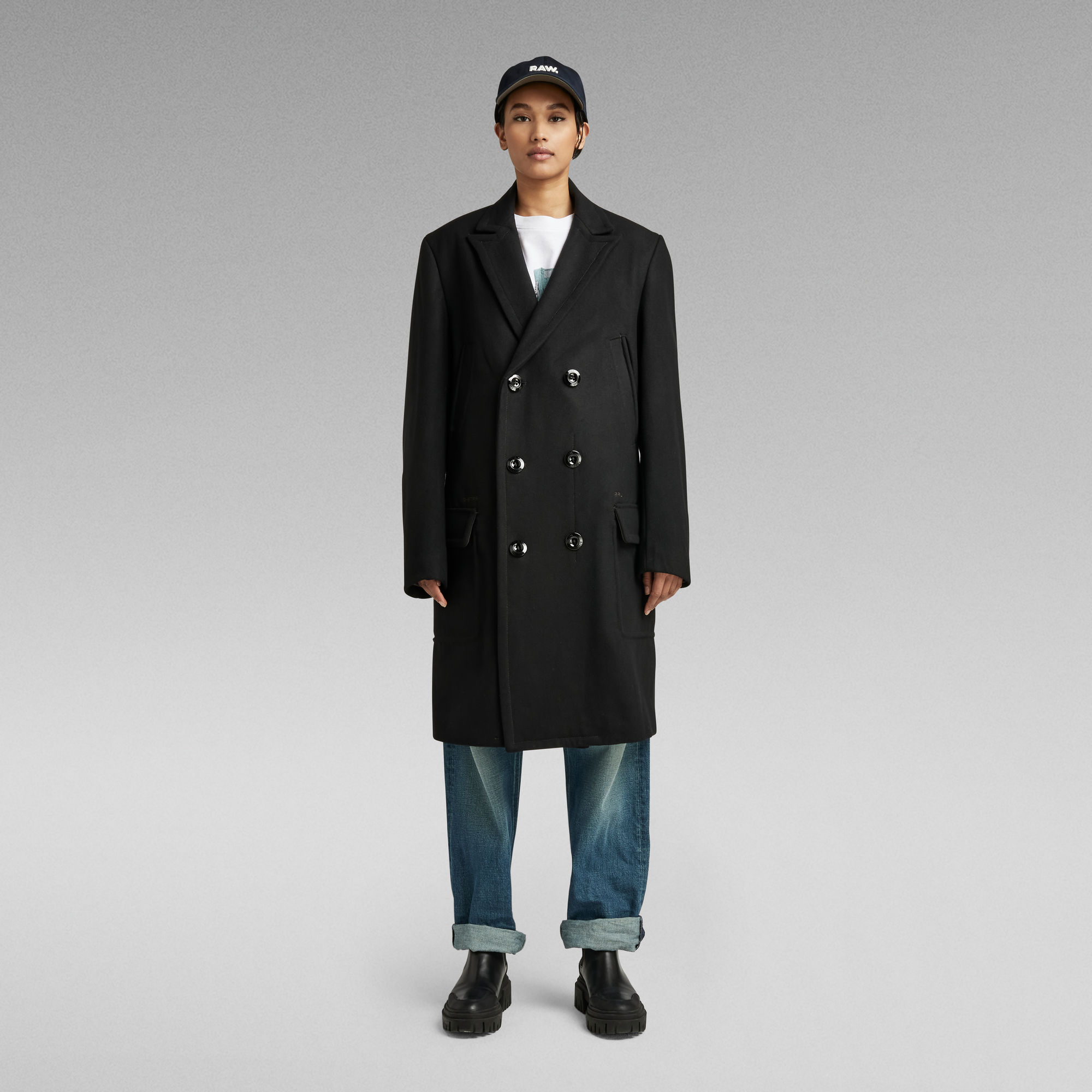 Unisex Double Breasted Wool Coat Black G Star Raw® 4728