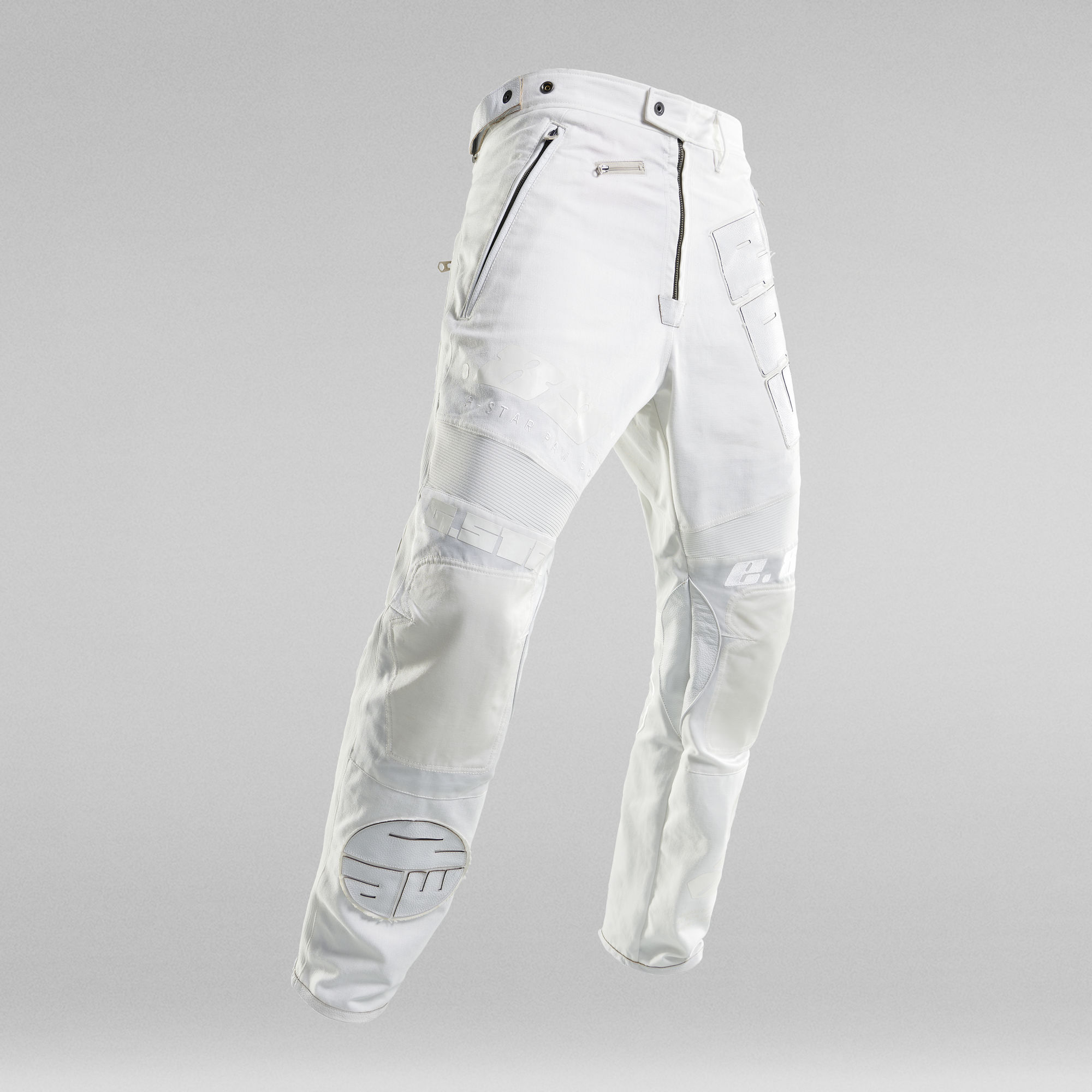 white moto pants