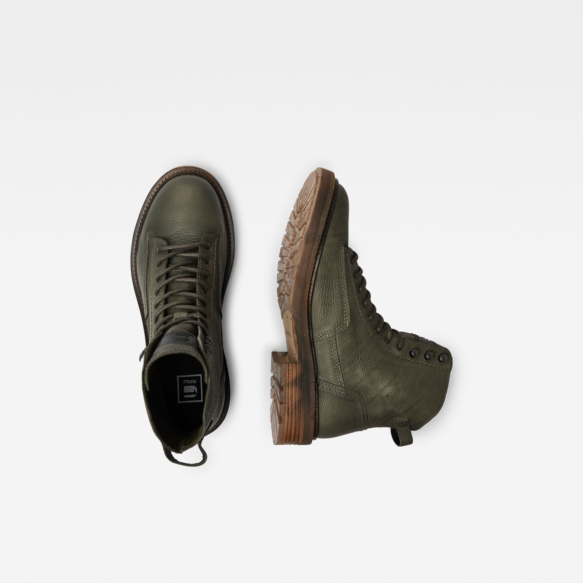 Roofer IV Mid Washed Leather Boots Green GStar RAW®