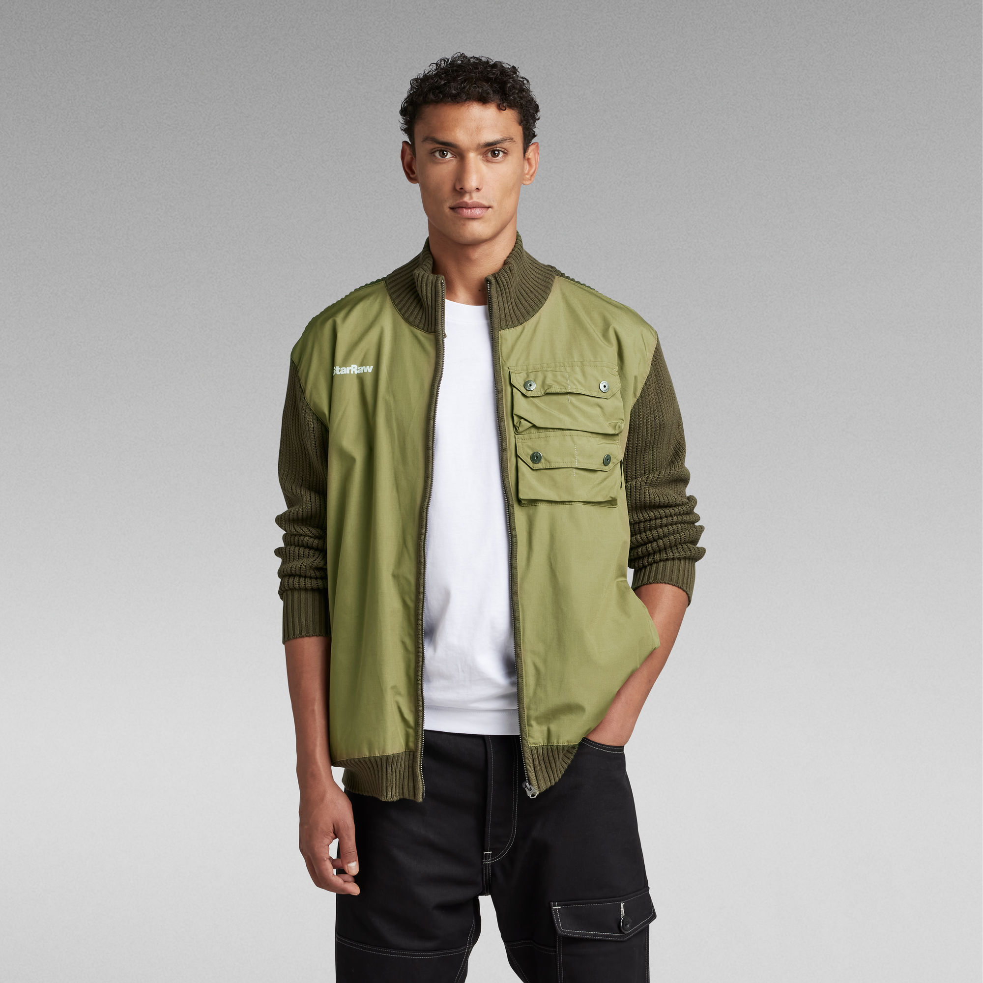 Swiss Army Woven Full Zip Knit | Green | G-Star RAW®