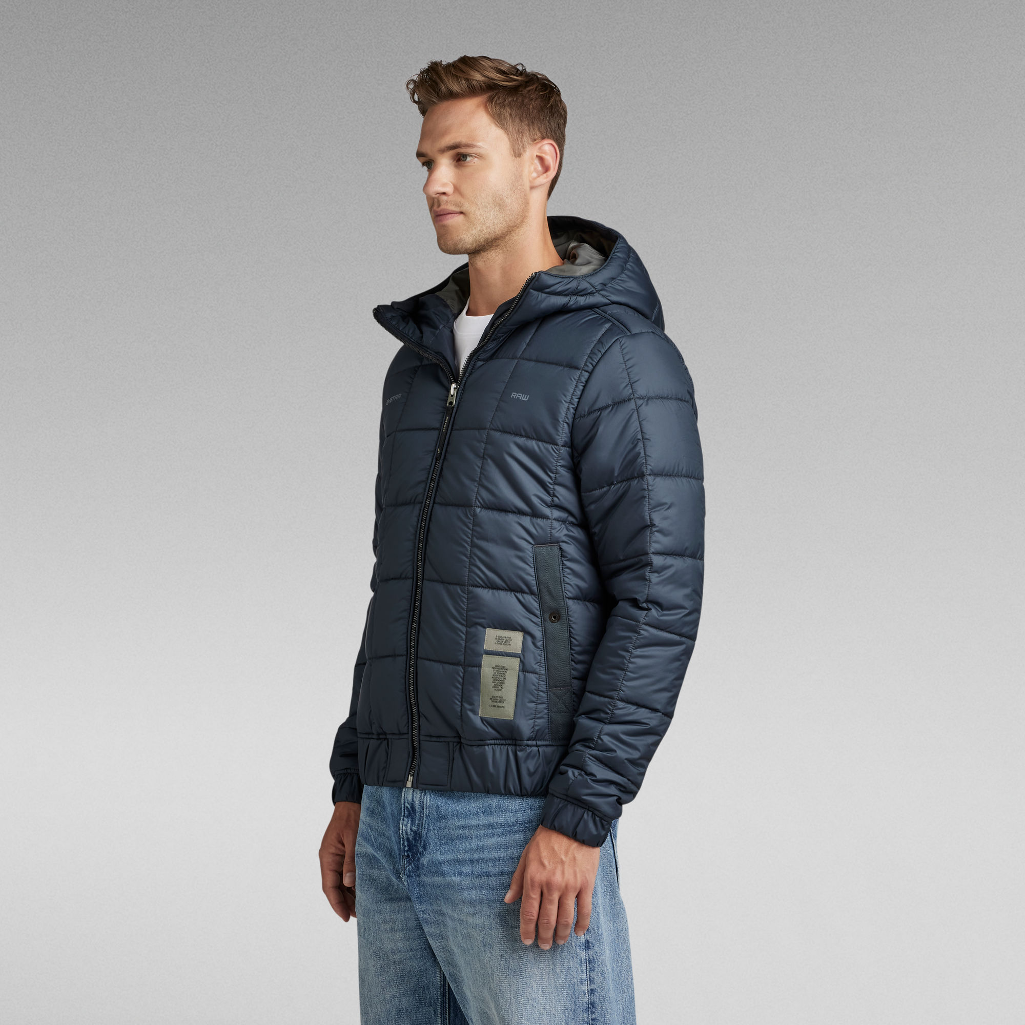 Meefic Square Quilted Hooded Jacket | Dark blue | G-Star RAW®