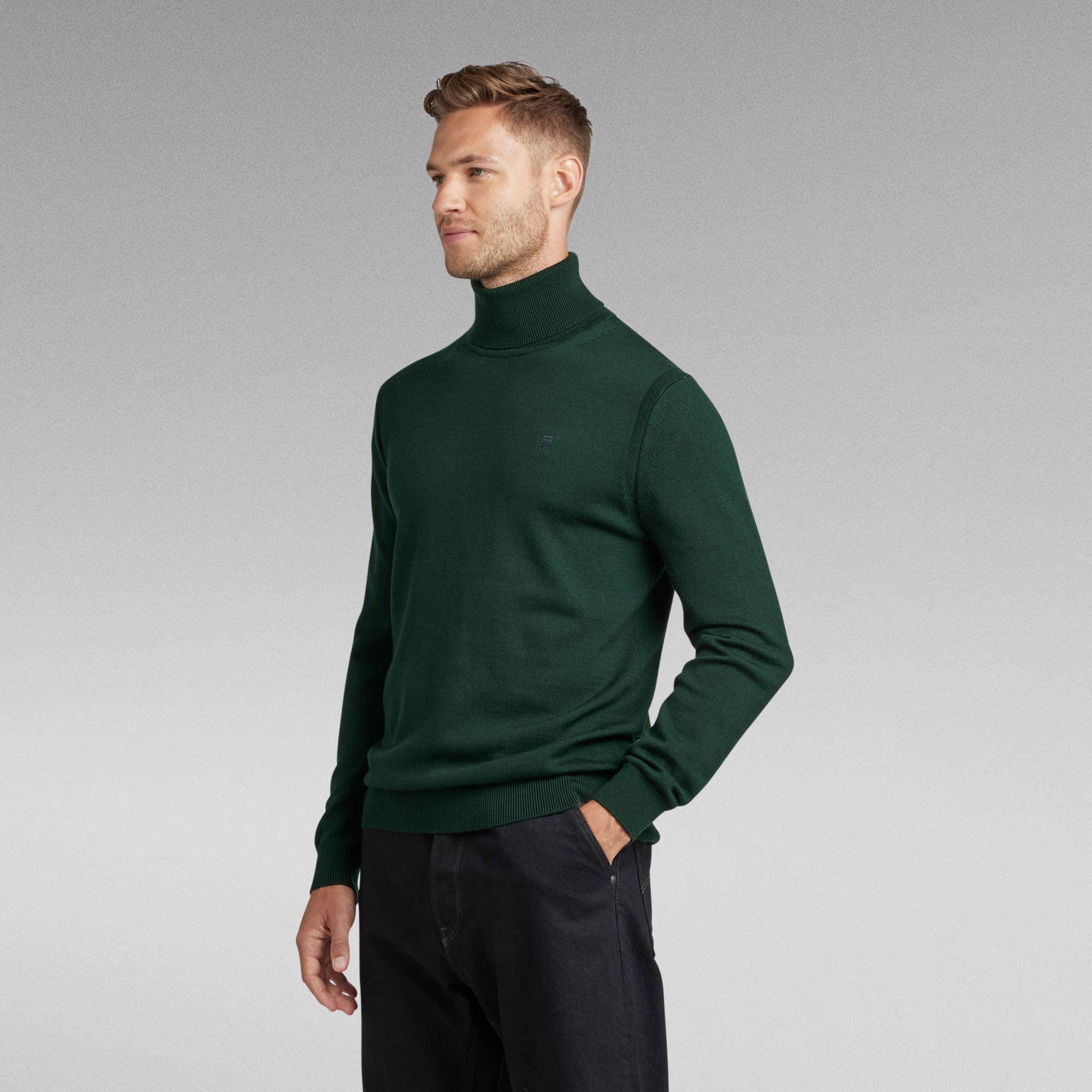 Premium Core Turtle Neck Knitted Sweater | Green | G-Star RAW®