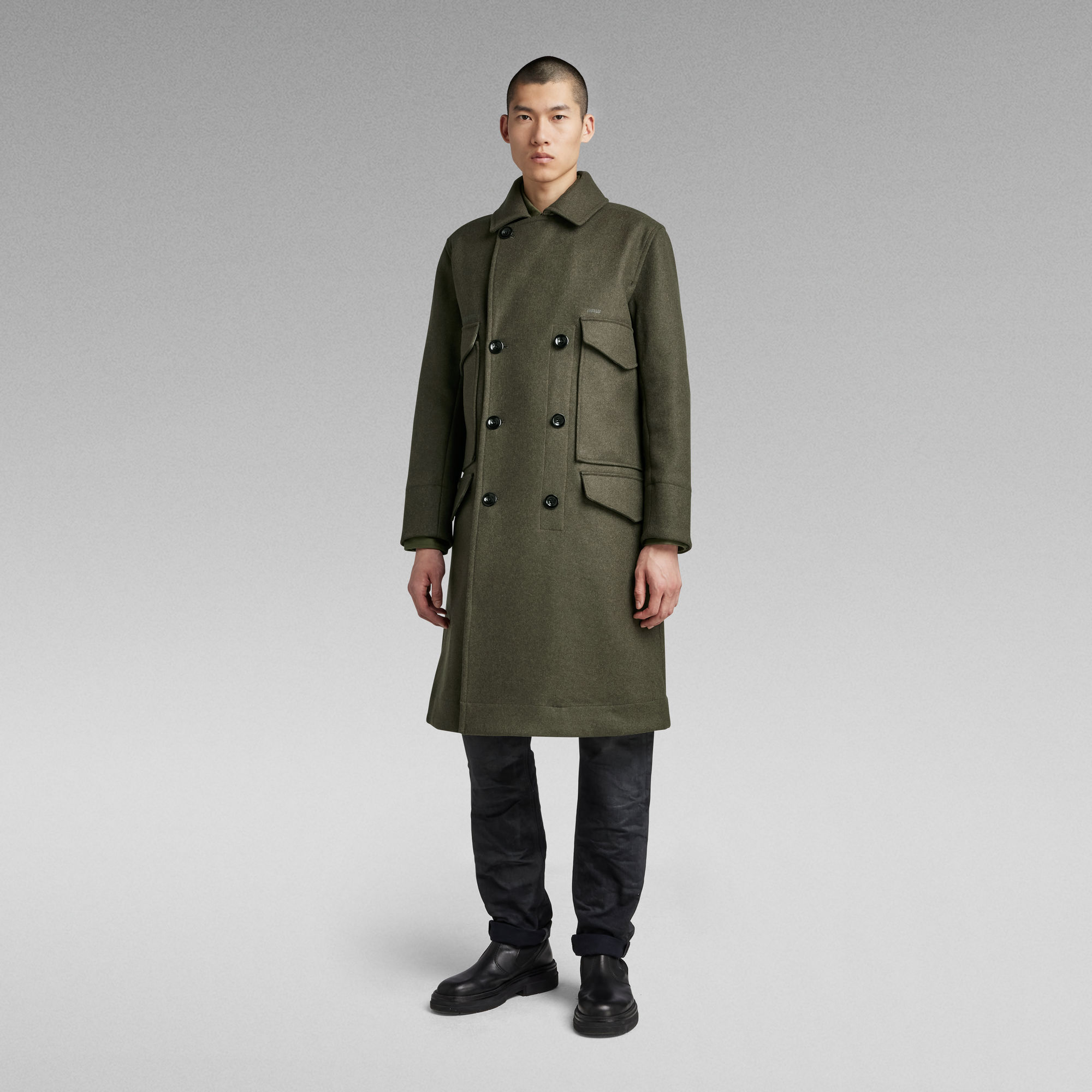 E Double Breasted Field Pocket Wool Coat | Grey | G-Star RAW®