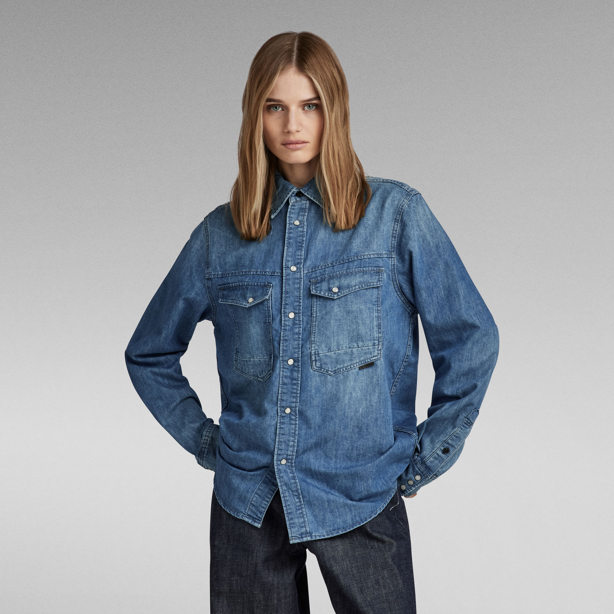 Dakota Regular Shirt Evergreen | Medium blue | G-Star RAW®