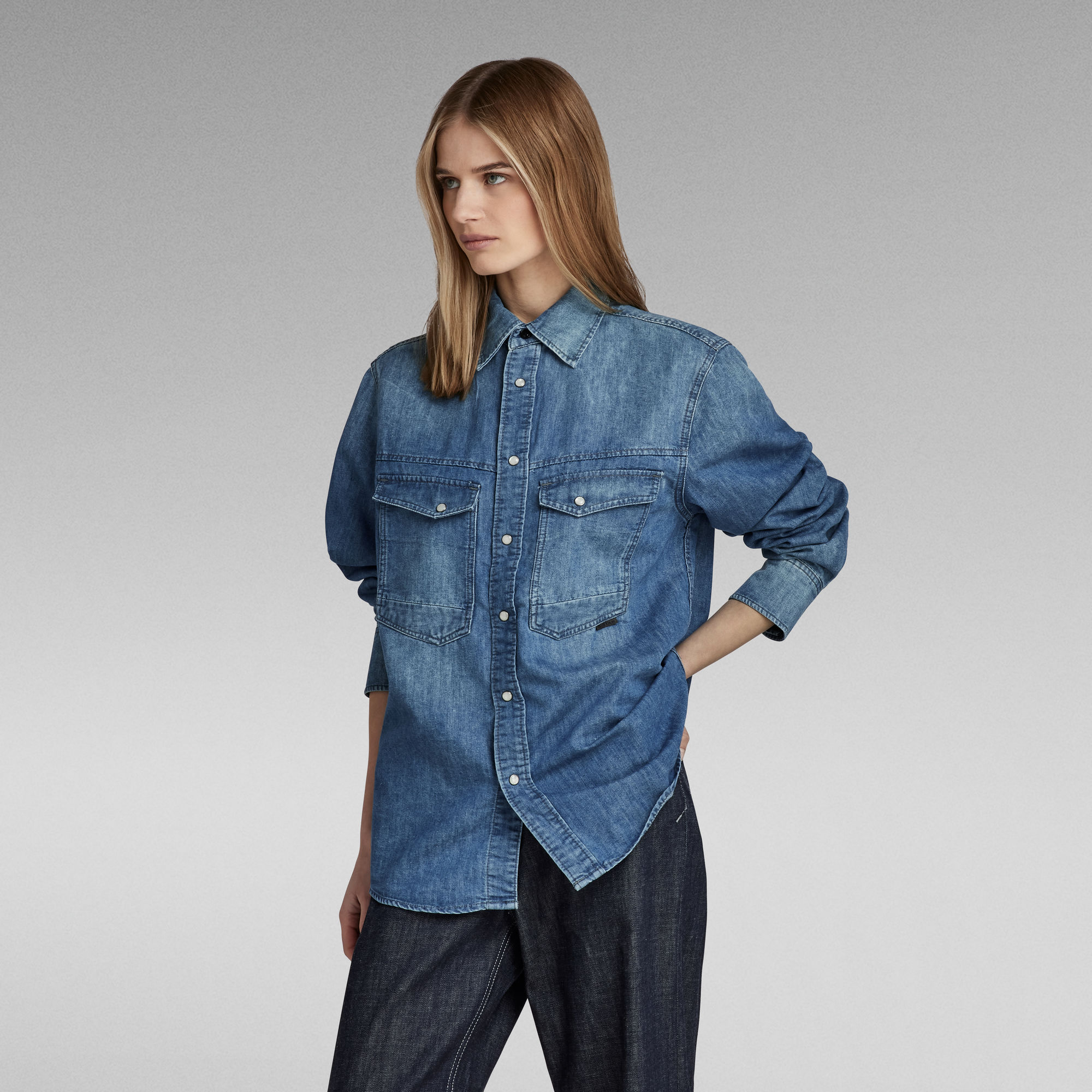 Dakota Regular Shirt Evergreen | Medium blue | G-Star RAW®