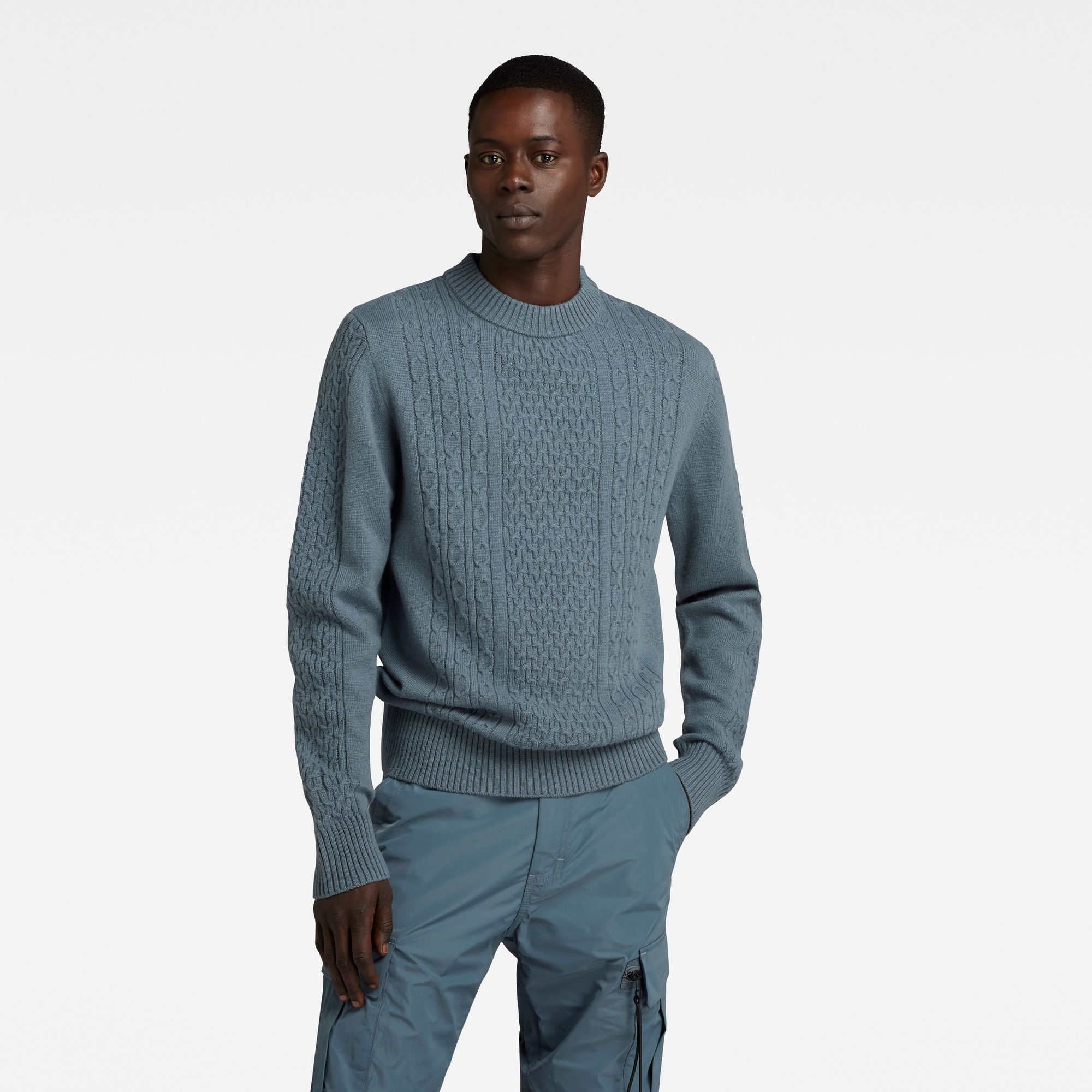 G Star RAW Gebreide Trui Cable Grijs Heren Kledingwinkel