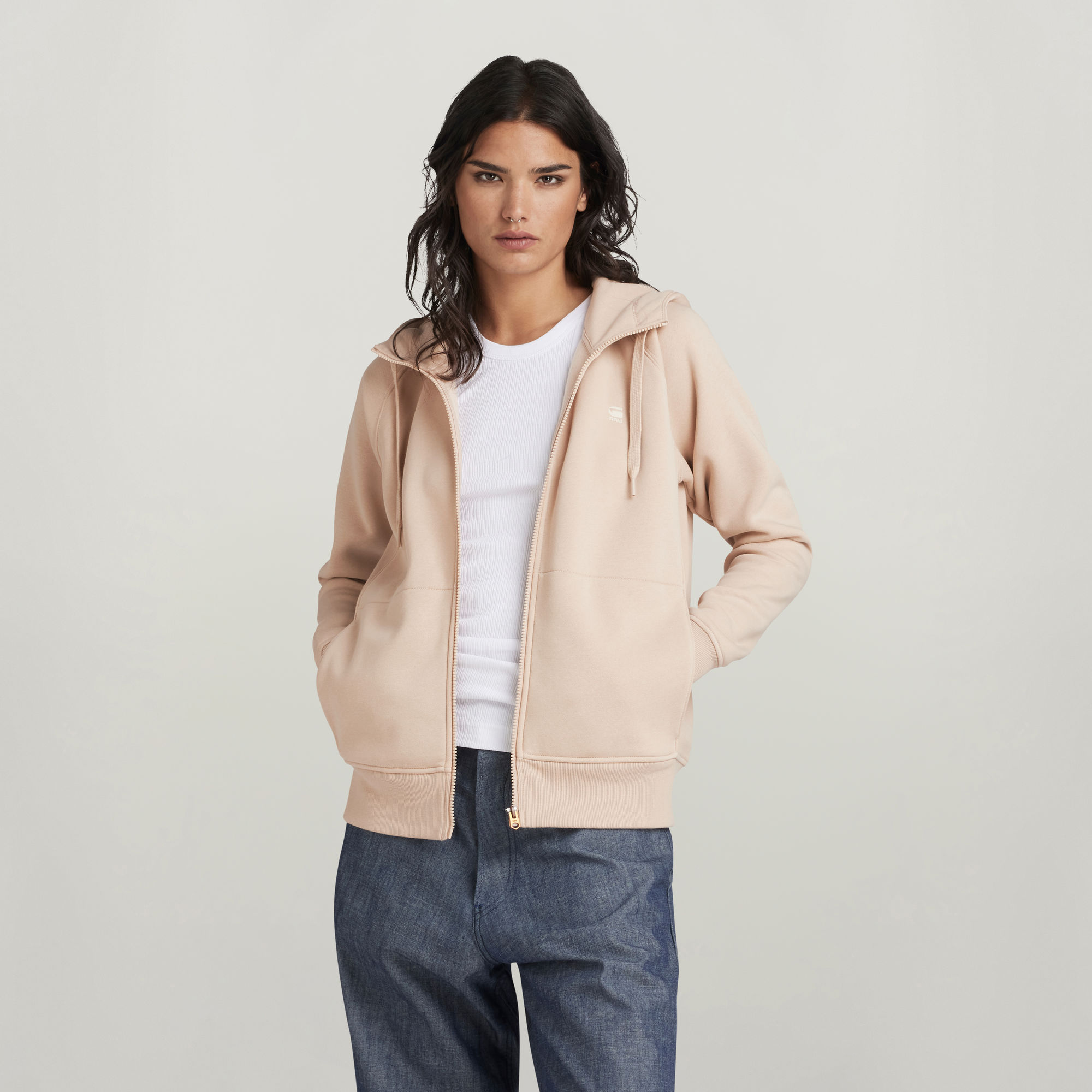 G Star RAW Premium Core 2.1 Hoodie Met Rits Roze Dames Kledingwinkel