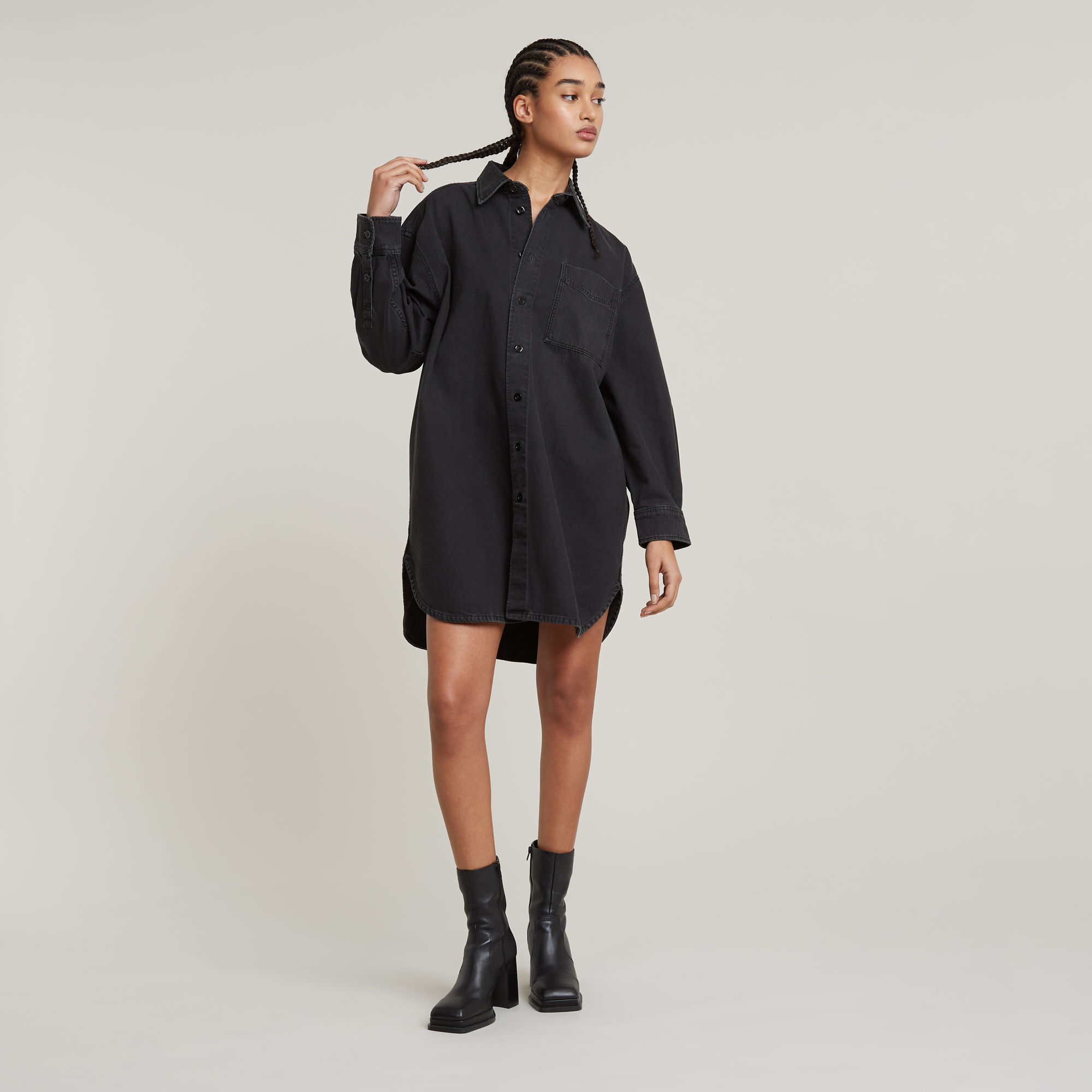 G Star RAW Denim Jurk Oversized Zwart Dames Kledingwinkel