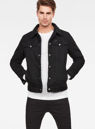 sherpa black denim jacket