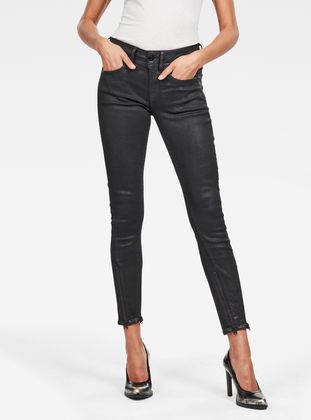 black jeans with zippers at ankles