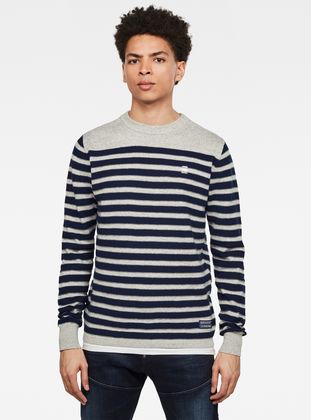 Stripe Crew Neck Knitted Sweater G Star Raw