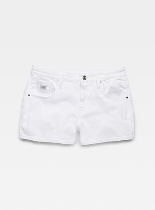 white denim boyfriend shorts