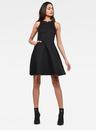 Core Fit And Flare Dress Dark Black G Star Raw