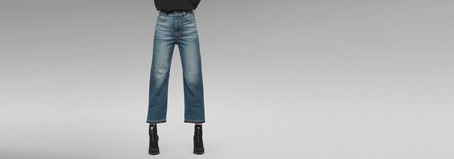 Tedie Ultra High Straight Ripped Edge Ankle C Jeans | G-Star RAW