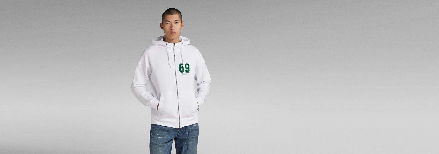 G star white hoodie hotsell
