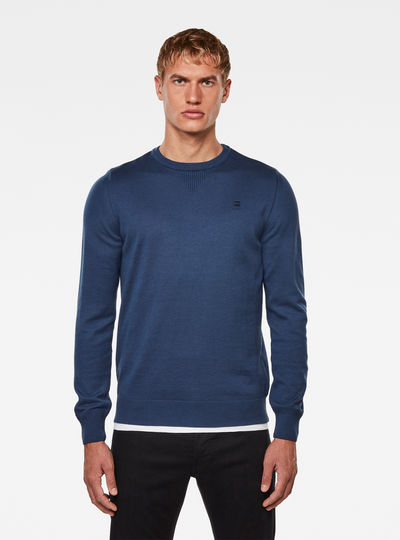 G-Star Raw Uomo riezr Pullover Maglione Tempo Libero Blu Regular Fit Nuovo M-XXL