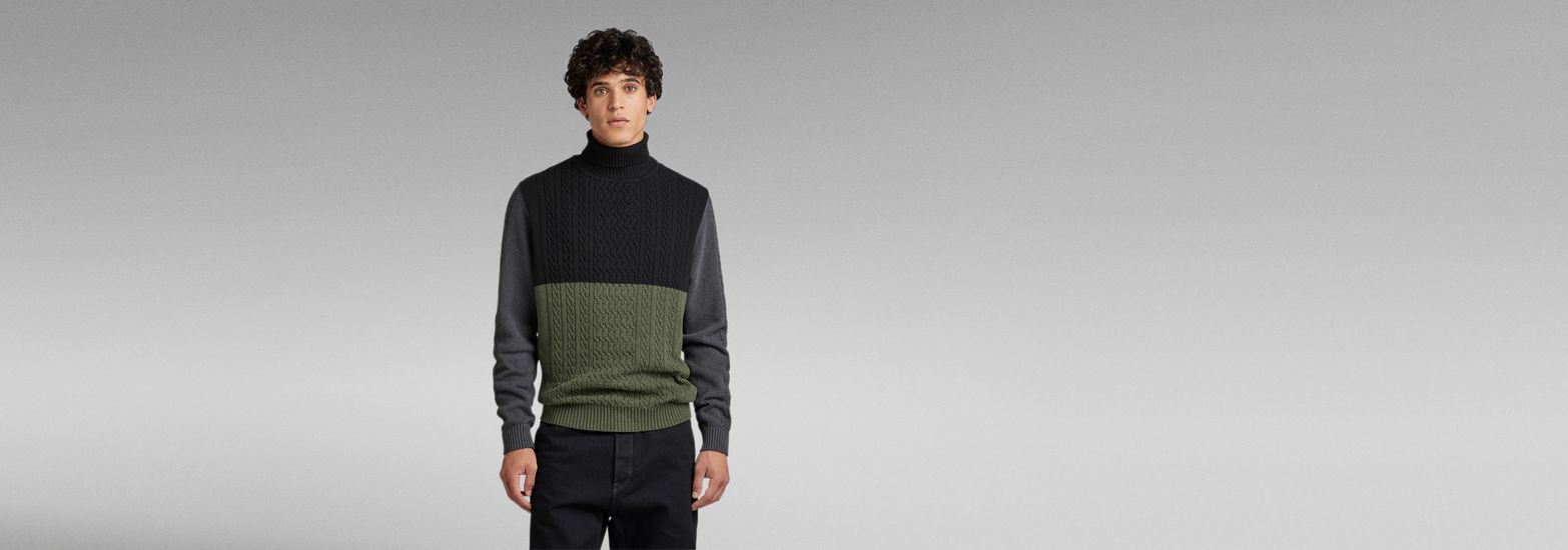 Cable Color Block Loose Turtle Knit | Multi color | G-Star RAW® US