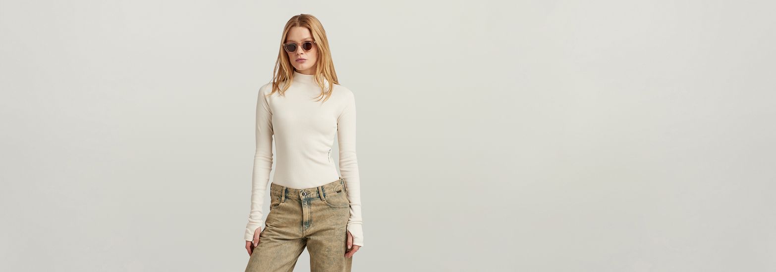 g star rib mock slim top