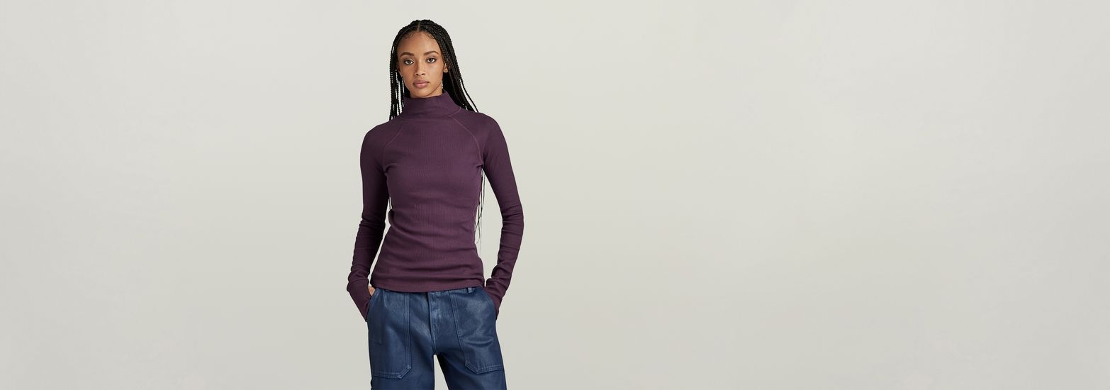 g star rib mock slim top
