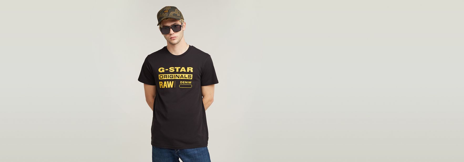 Camiseta G-Star Originales - Graphic 13 Hombre Blancos Kaki