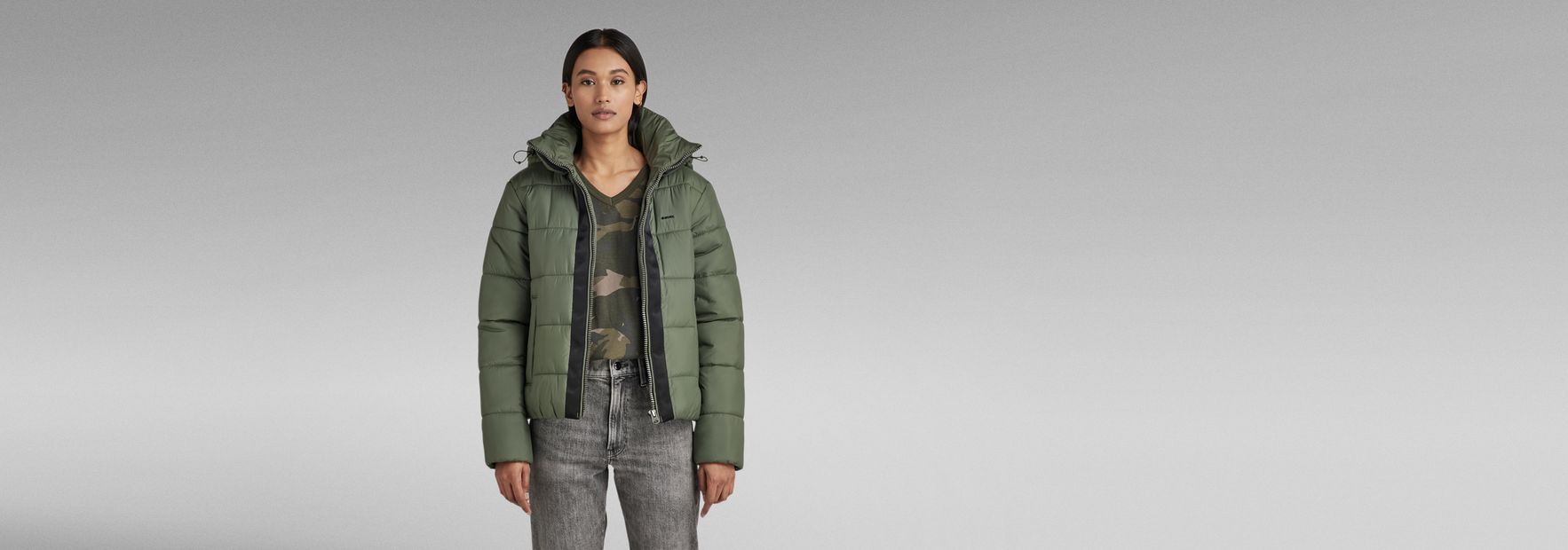 Meefic Hooded Quilted Jacket | Green | G-Star RAW® US