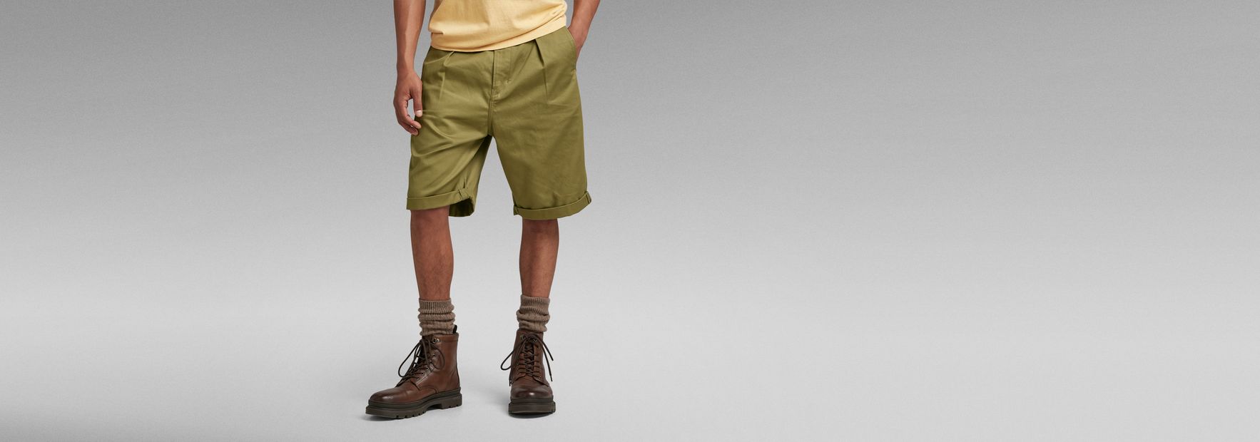 Pleated Chino Shorts Green G STAR AU