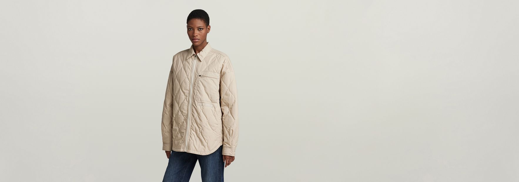 Beige oversized jacket best sale